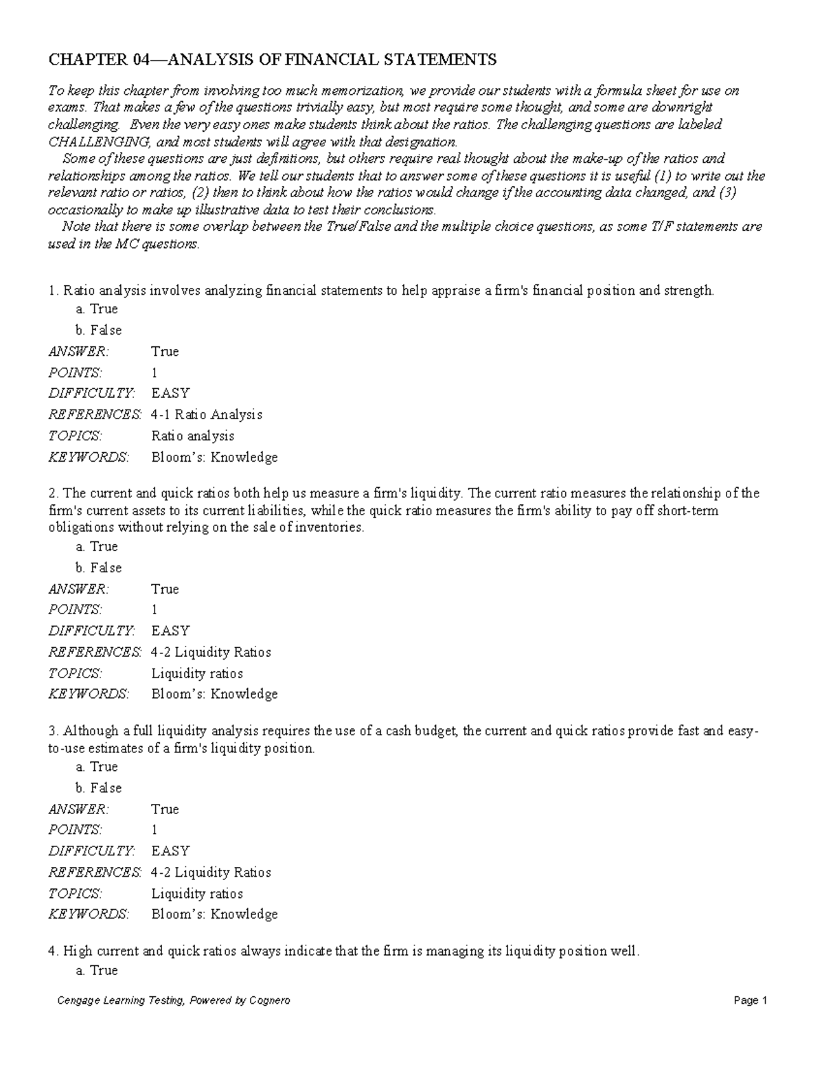 CHAPTER 04: ANALYSIS OF FINANCIAL STATEMENTS - Studocu