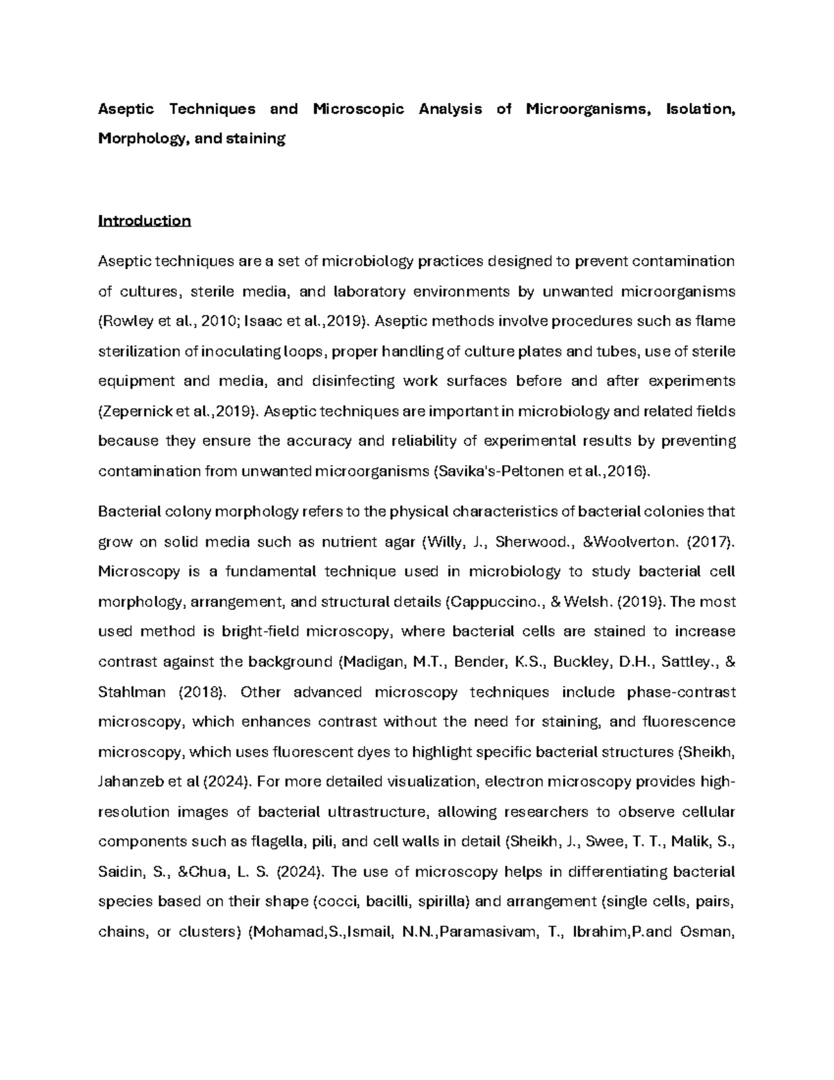Micro 213 Practical Report: Aseptic Techniques & Microscopy Analysis ...