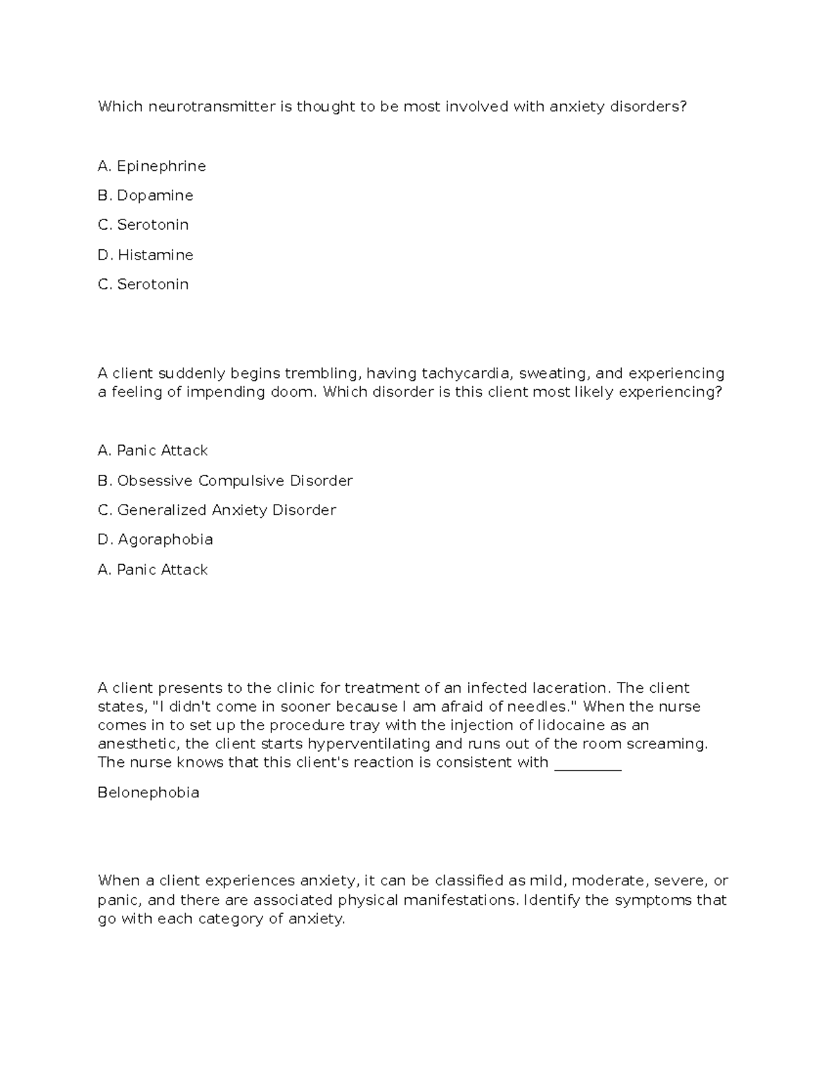NUR 202: Nursing Care and Management of Panic and Anxiety Disorders ...