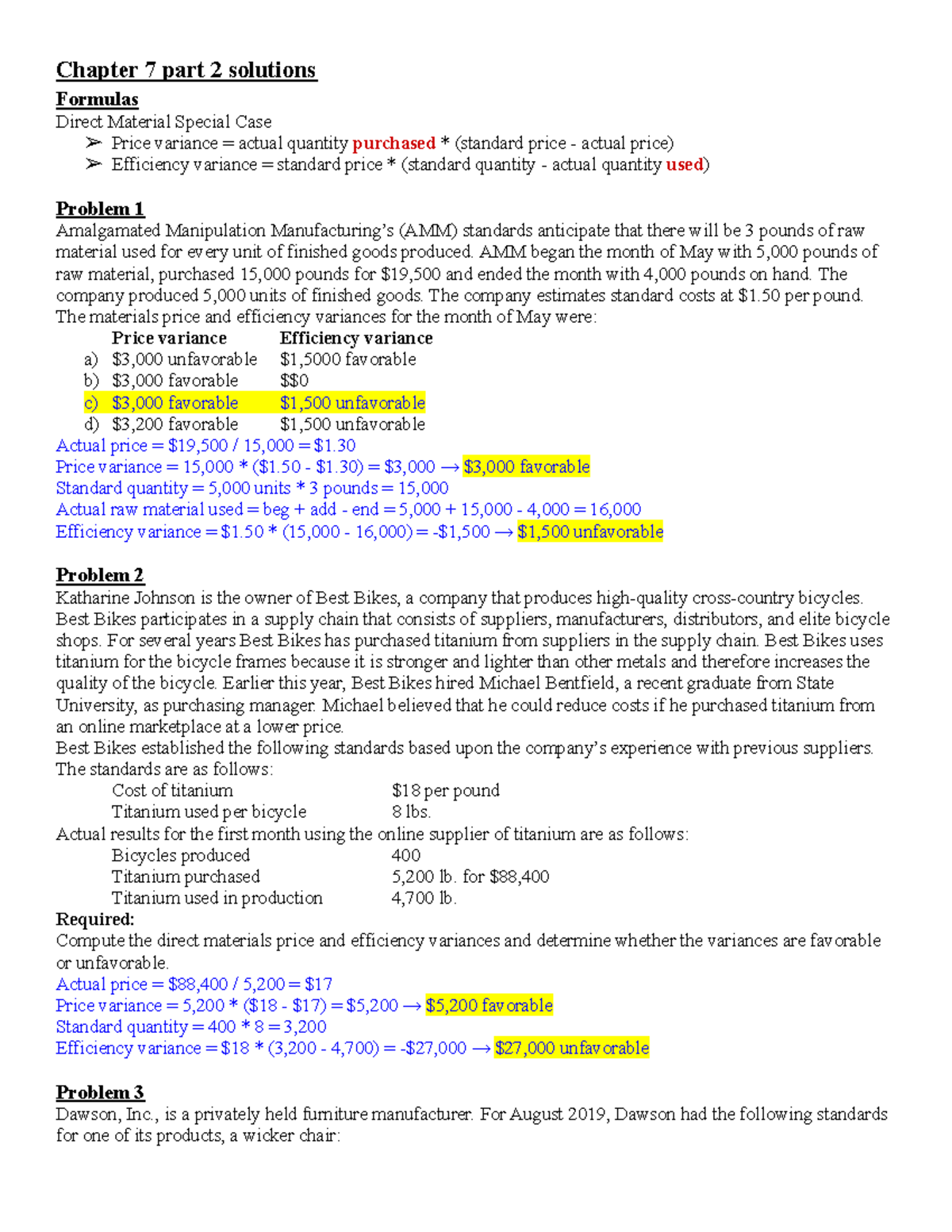 Chapter 7 part 2 solutions - Chapter 7 part 2 solutions Formulas Direct ...