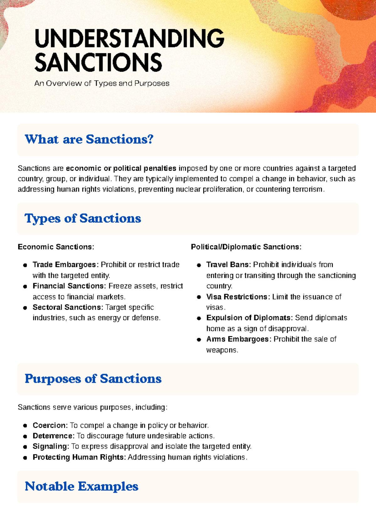 Understanding Sanctions: Types, Purposes, and Examples - Studocu