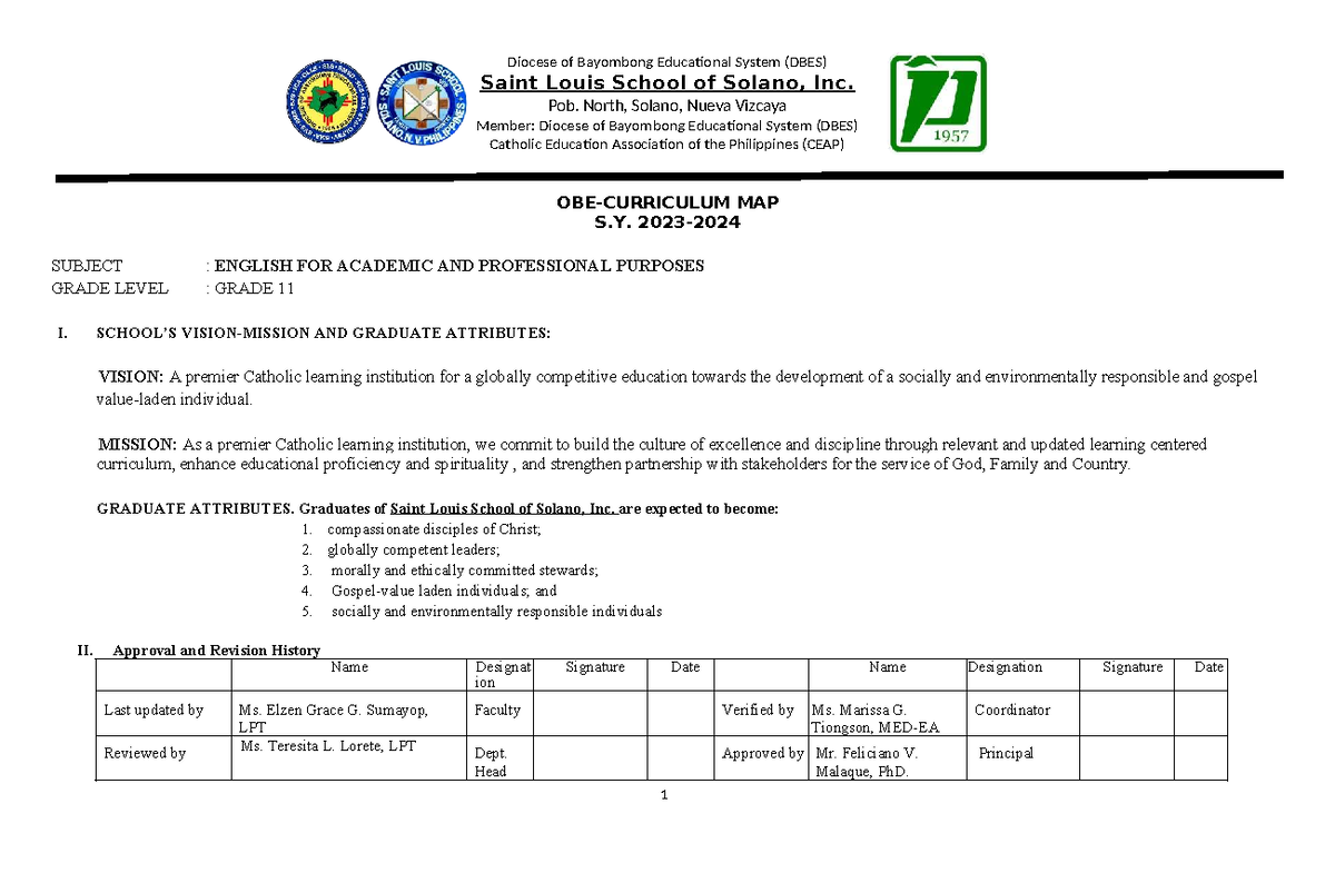 Curriculum Map for English for Academic and Professional Purposes (G11 ...