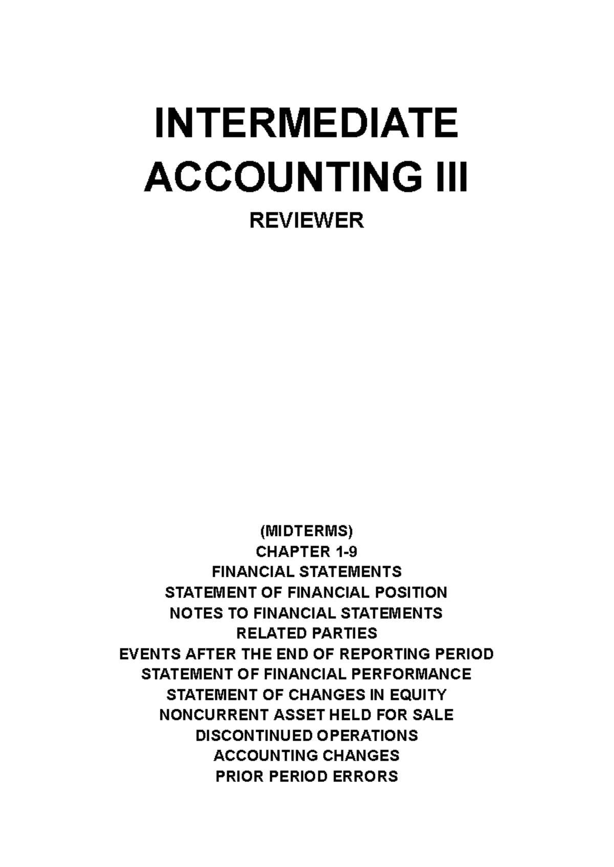Intermediate Accounting III Midterms Reviewer - INTERMEDIATE ACCOUNTING ...