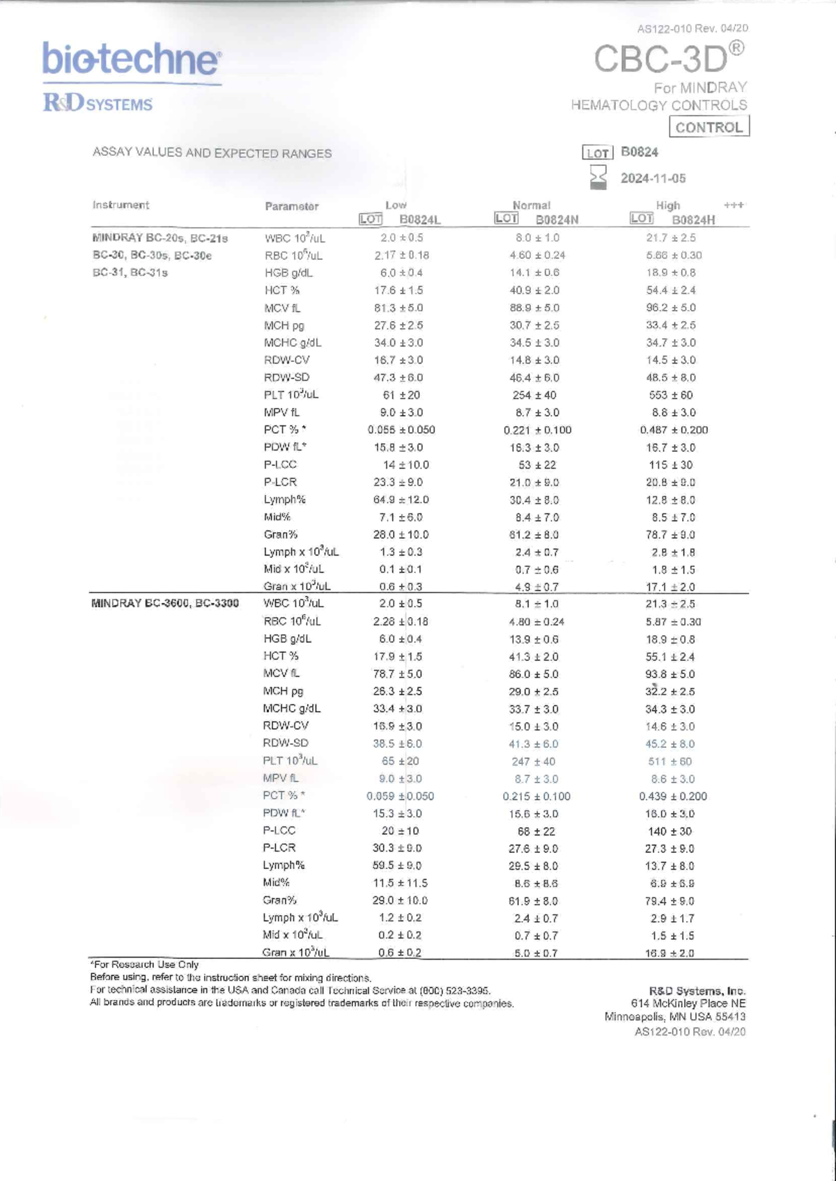 CBC-3D FOR MDRY B0824 Completo - Rev. biotechne R For MINDRAY SYSTEMS ...