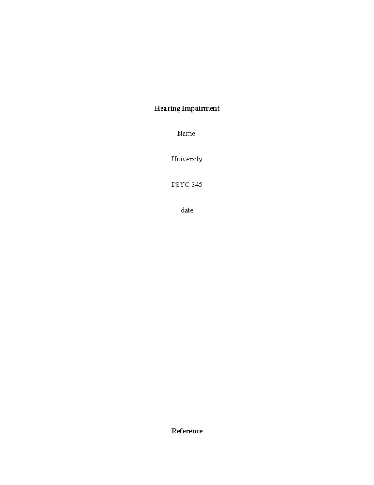PSYC 345 Research Paper Title & Reference Page Instructions - Studocu