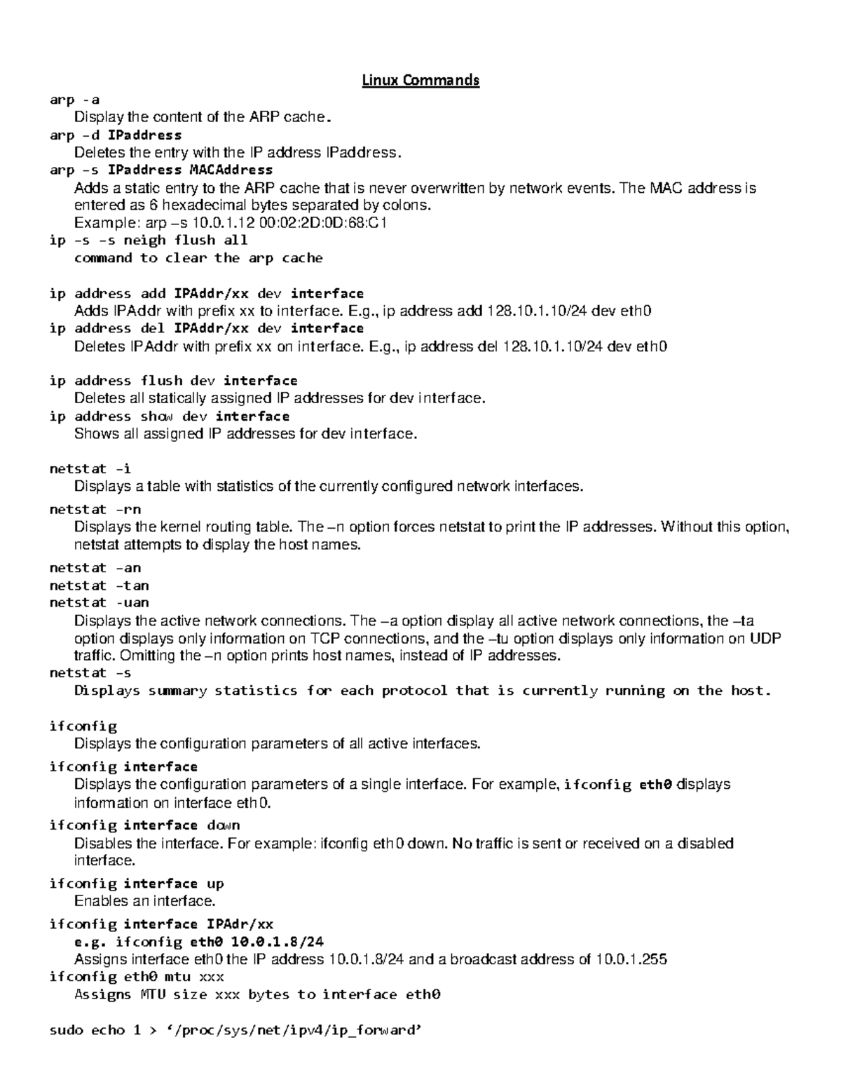 Linux Networking Commands Overview: Key Utilities and Usage - Studocu