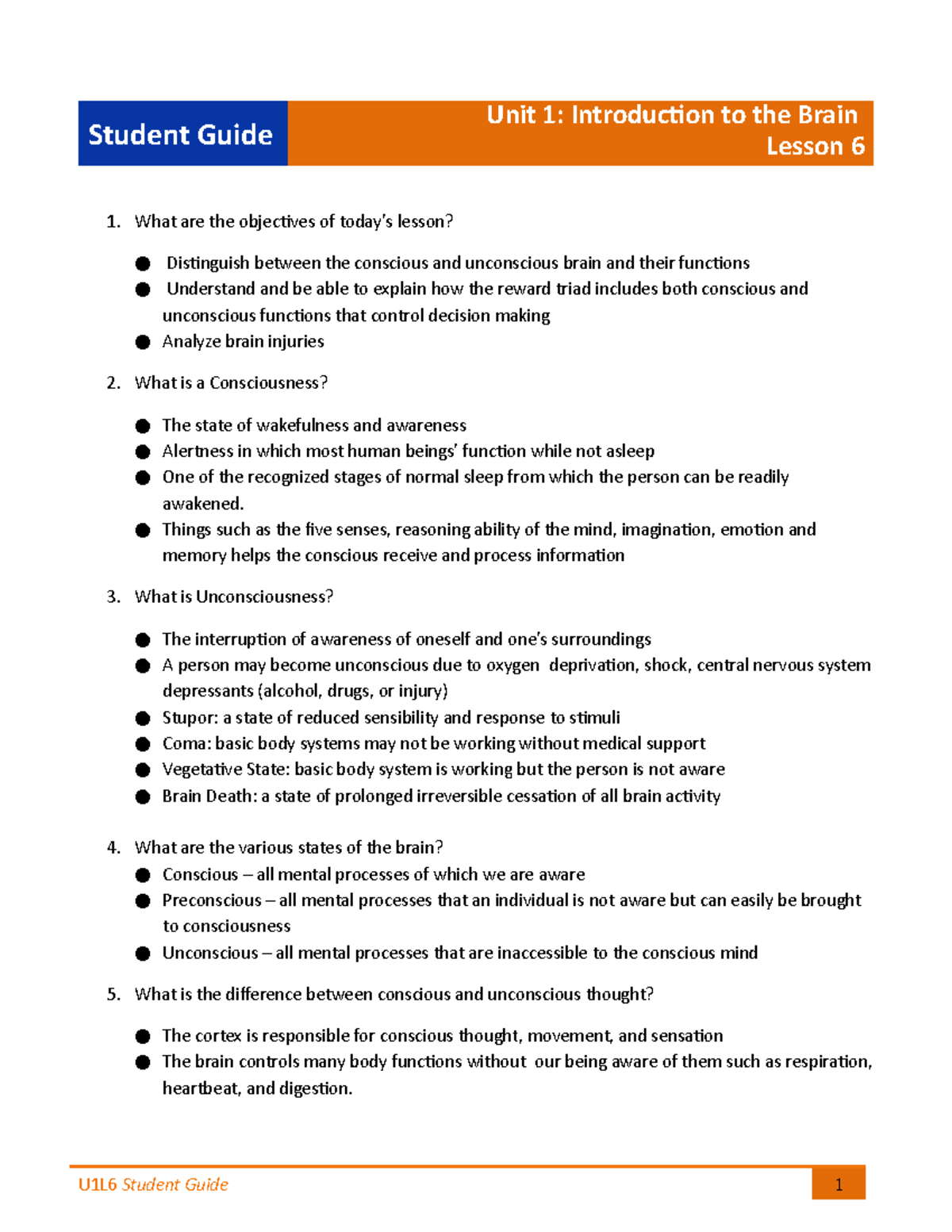 U1L6 Student Guide - Lecture notes 33 - Student Guide Unit 1 ...