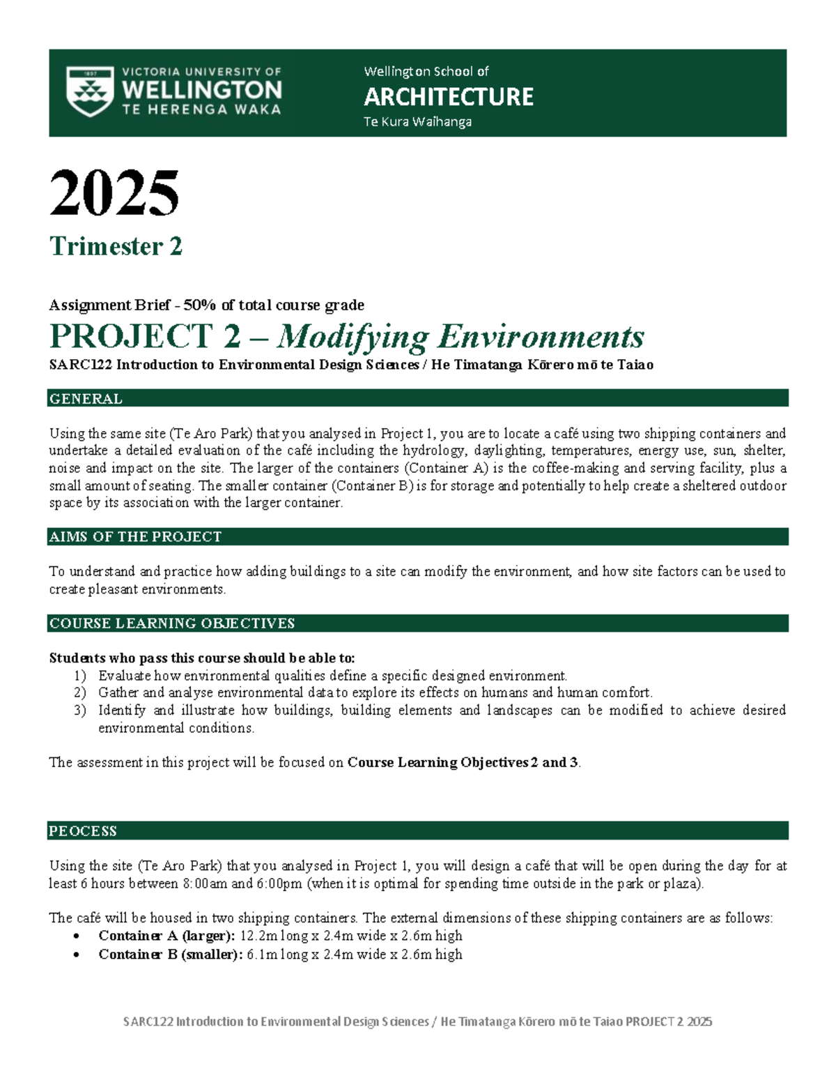 SARC122 2025 Project 2: Modifying Environments - Café Design Brief ...