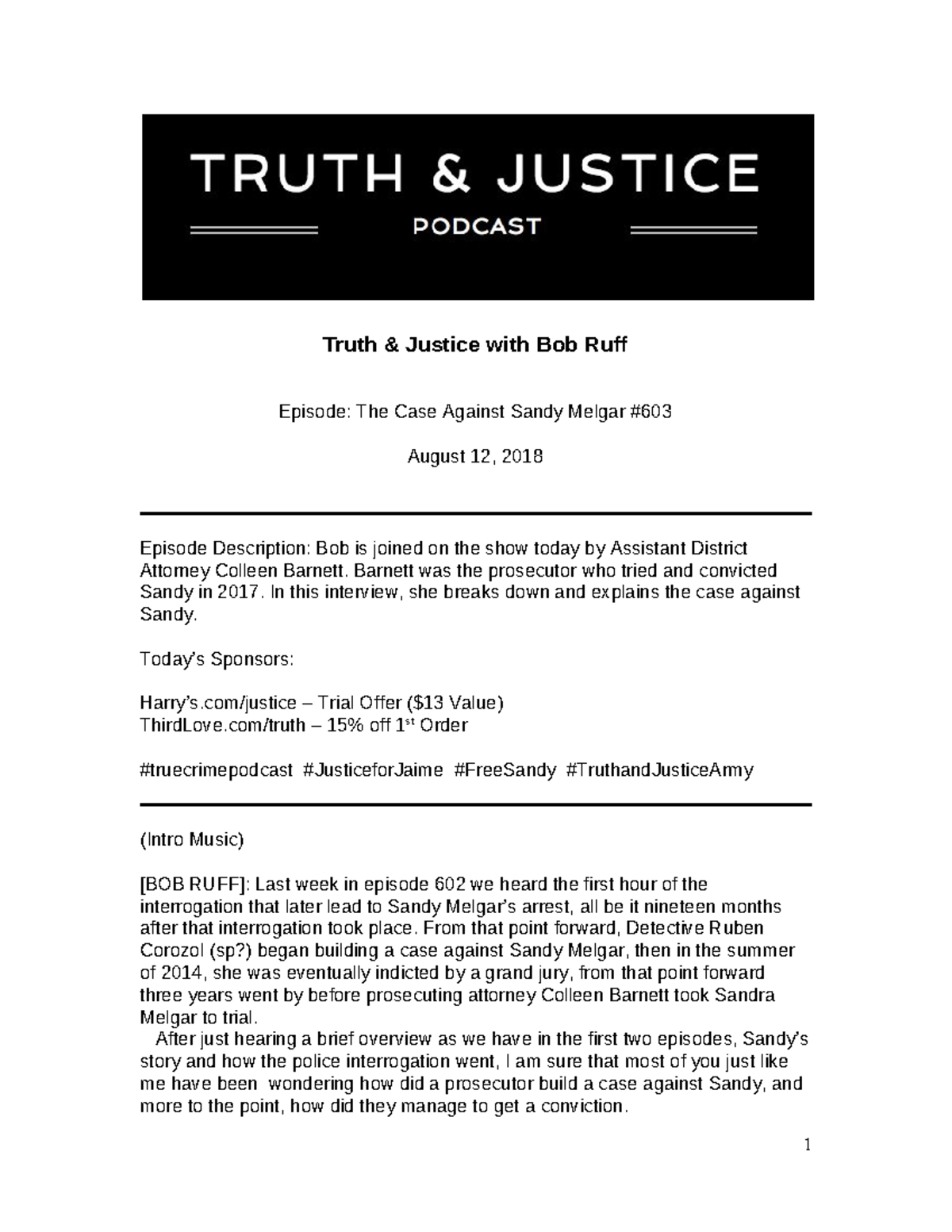 Truth & Justice: In-Depth Analysis of the Sandy Melgar Case #603 - Studocu