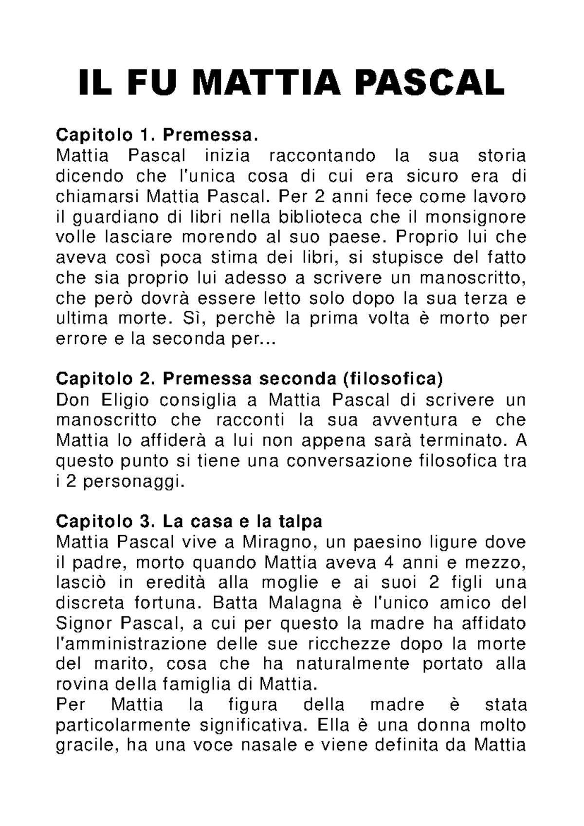 il fu mattia pascal riassunto pdf