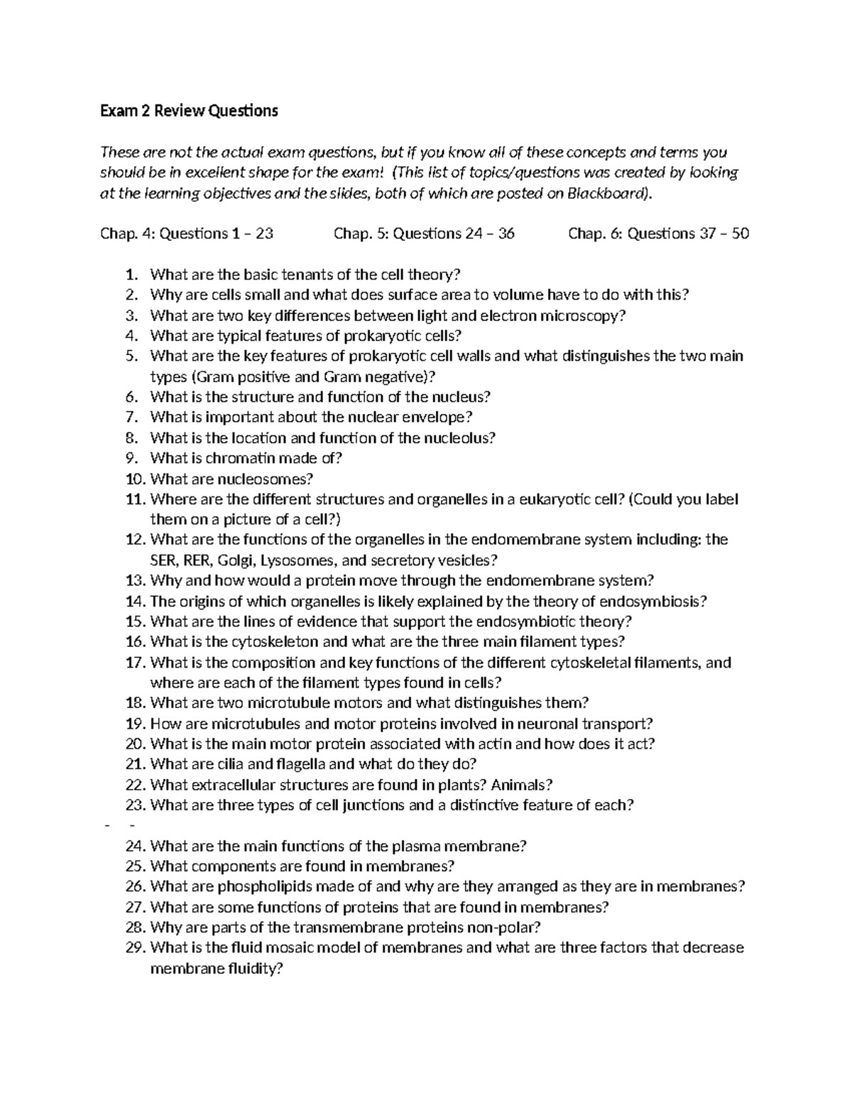 BIO 101: Exam 2 Review Questions & Key Concepts Overview - Studocu