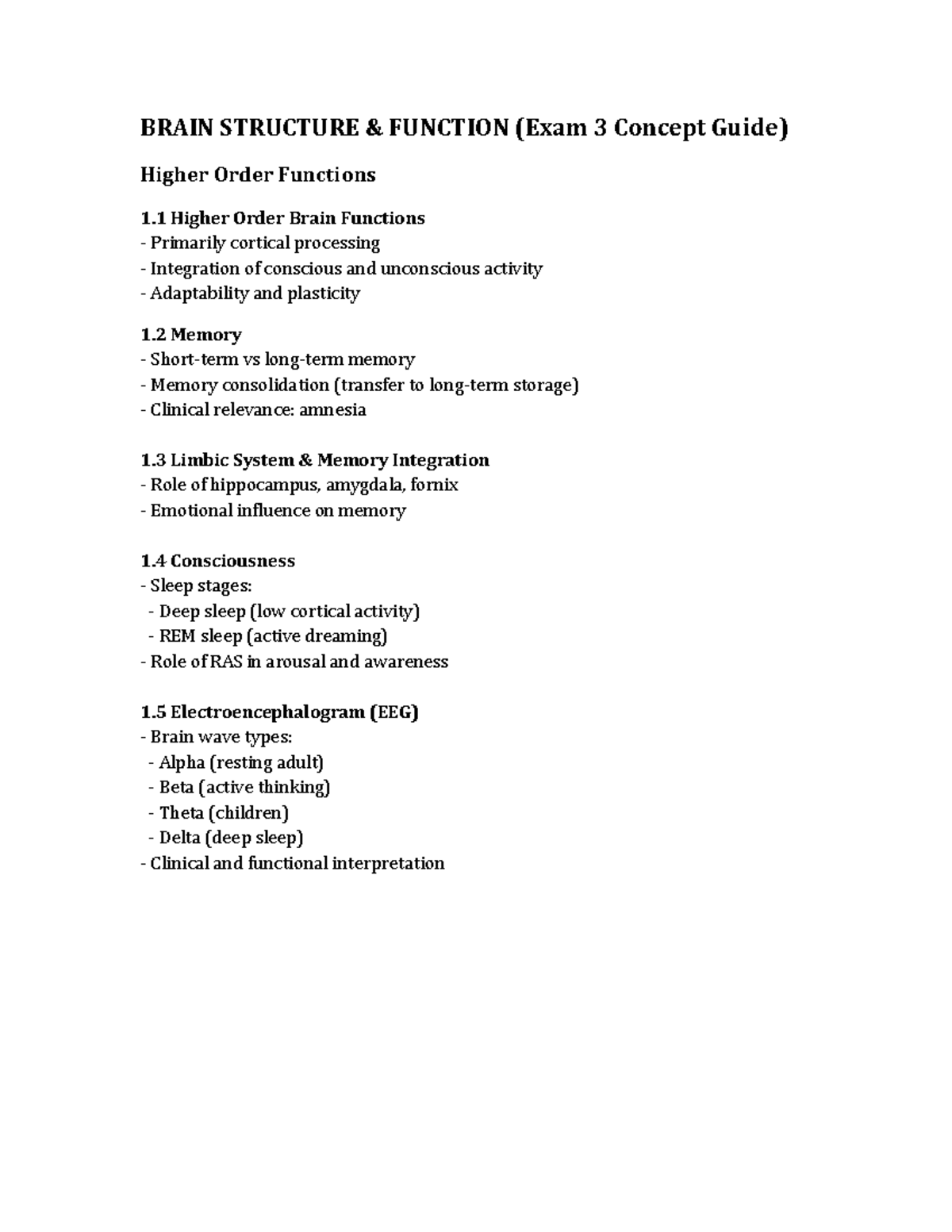 BRAIN STRUCTURE & FUNCTION Exam 3 Concept Guide - Studocu