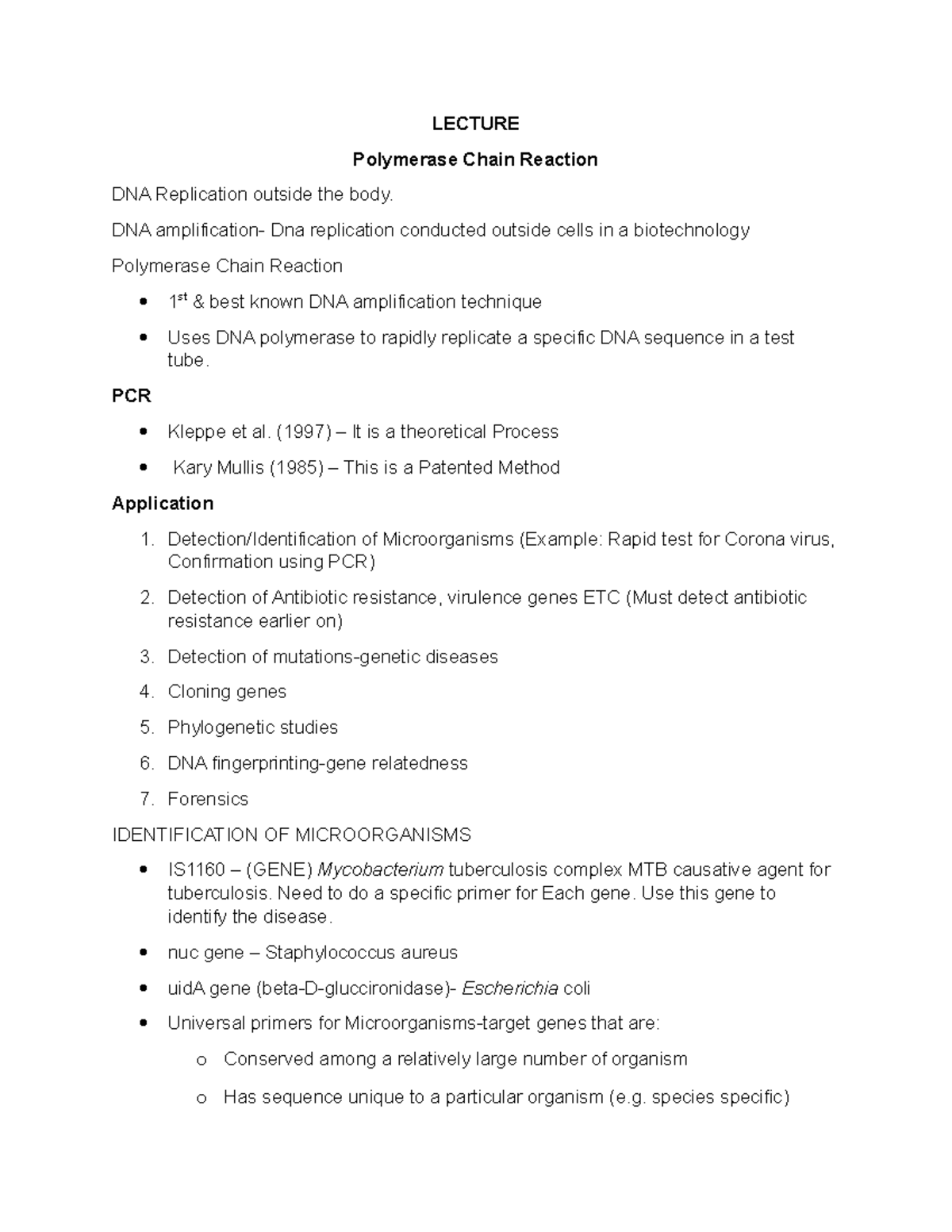Molecular Biology Lecture: Polymerase Chain Reaction (PCR) Details ...