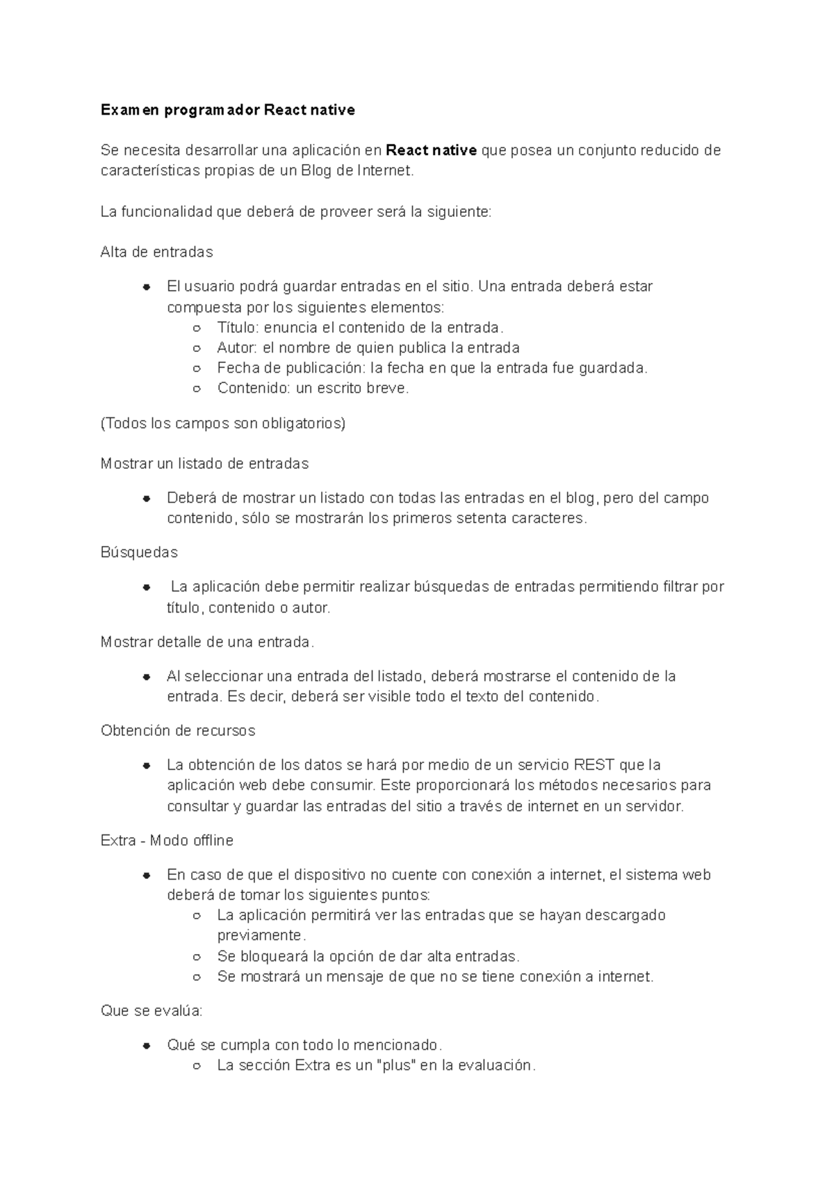 Examen Programador React Native: Desarrollo de Aplicación Blog - Studocu