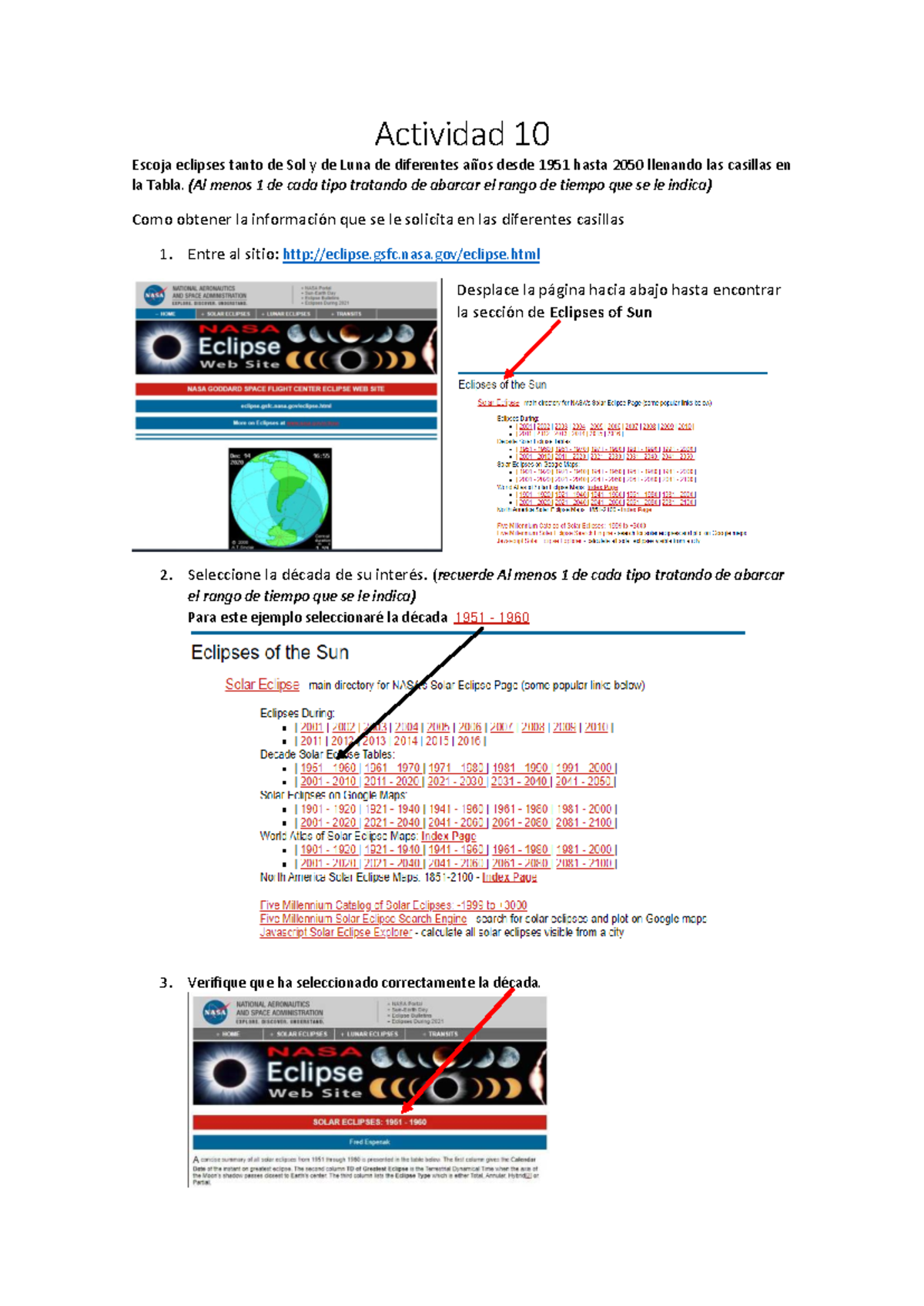 Actividad 10: Eclipses de Sol y Luna (1951-2050) - Instrucciones - Studocu