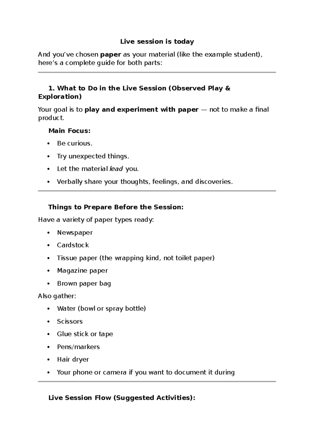 Languages of Children OSP Week 1: Exploring Paper and Material Agency ...
