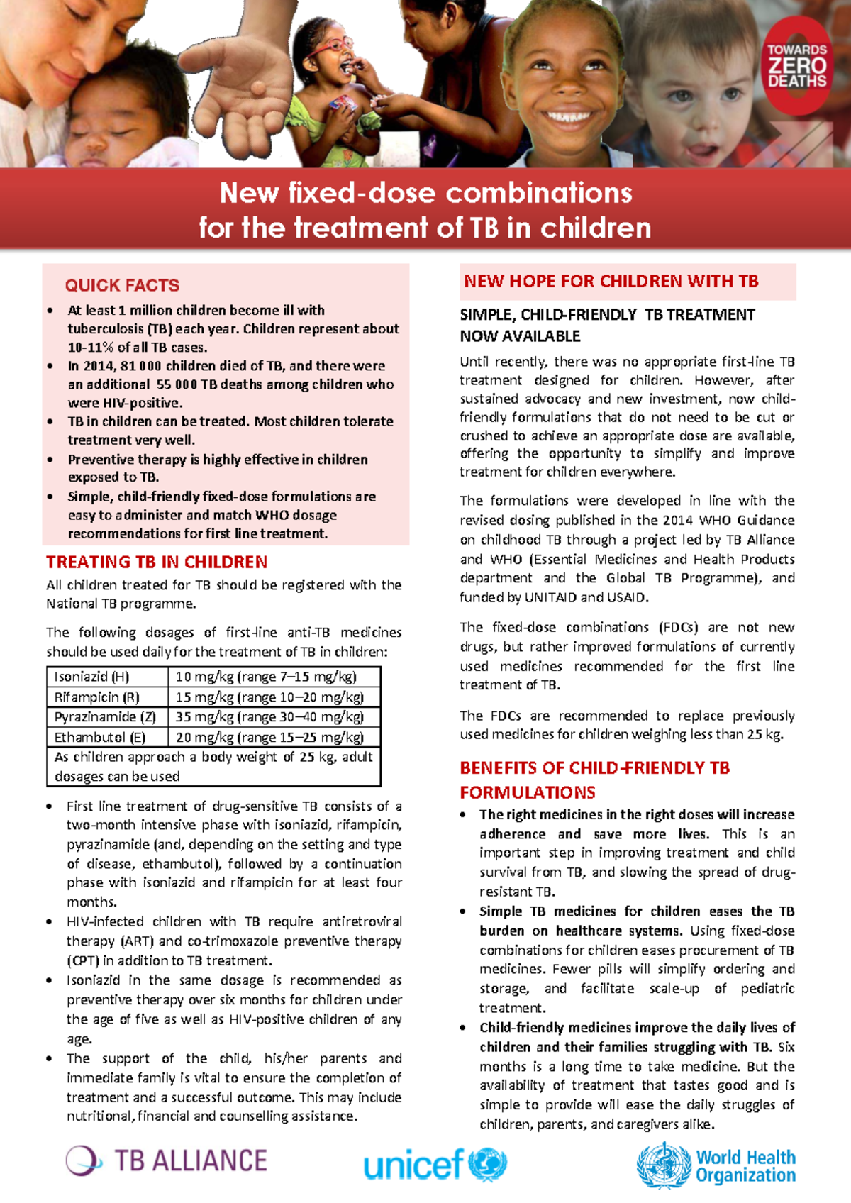 WHO FDC Factsheet: New Child-Friendly TB Treatments - Studocu