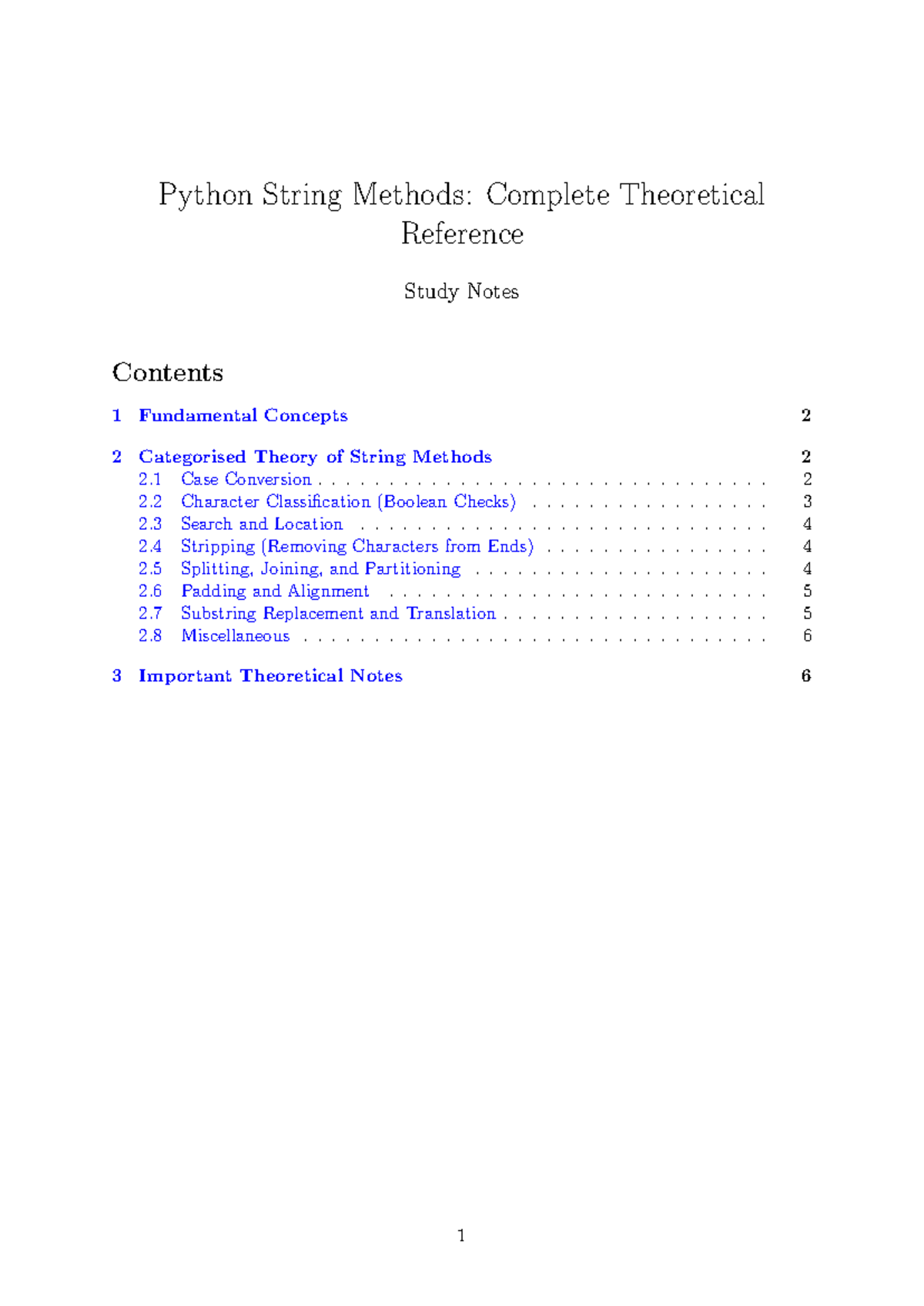 Python String Methods (CS101): Comprehensive Study Notes - Studocu