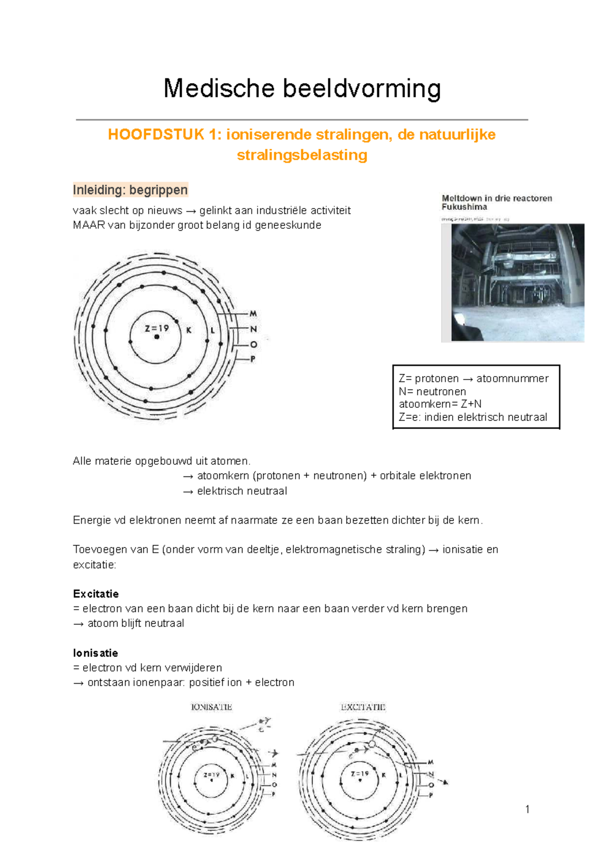 Medische Beeldvorming HOOFDSTUK 1: Ioniserende Stralingen en Effecten ...