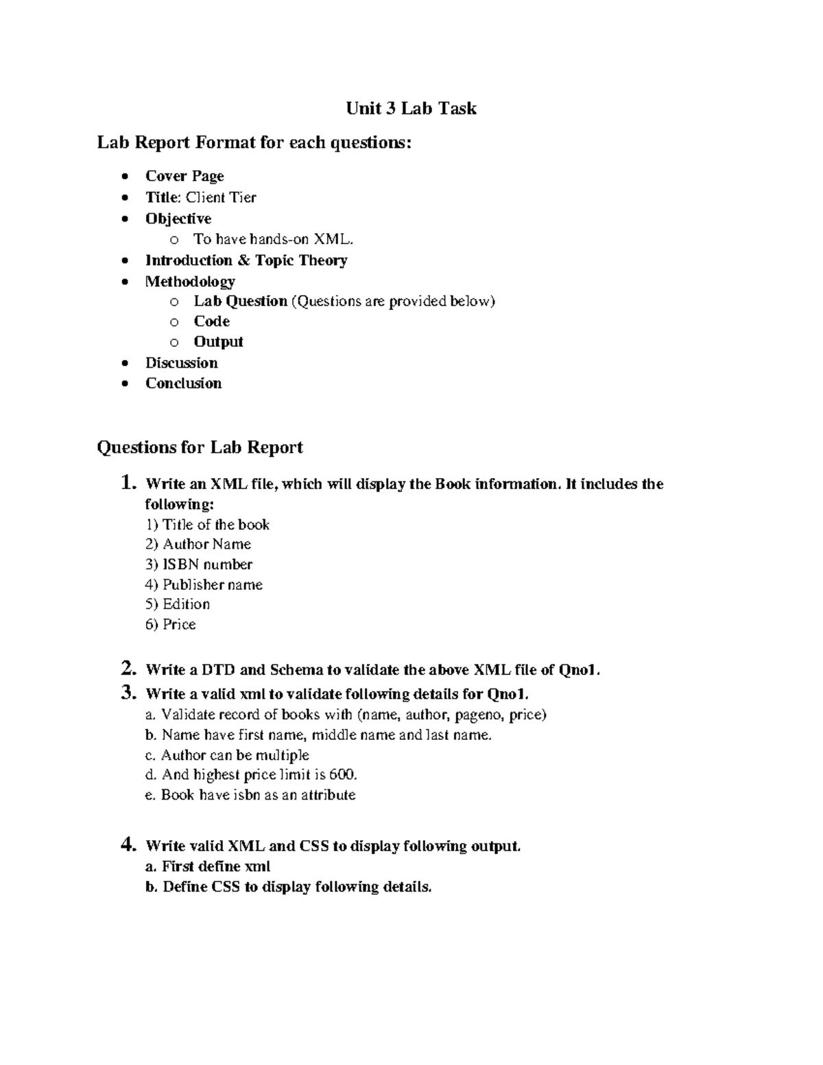Lab Report 4: Unit 3 XML and DTD Task Analysis - Studocu