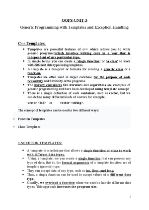 C++ - Important Questions for Unit 1 & 2 on OOP Concepts - Studocu image.