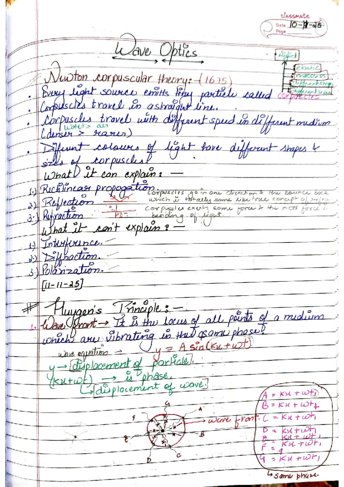 Wave Optics Lecture Notes - Course Code: PHYS 101 - Studocu