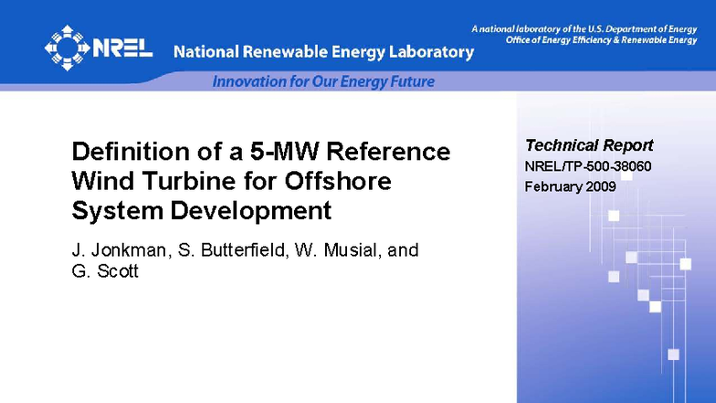 NREL Technical Report: Reference Wind Turbine for Offshore Systems ...