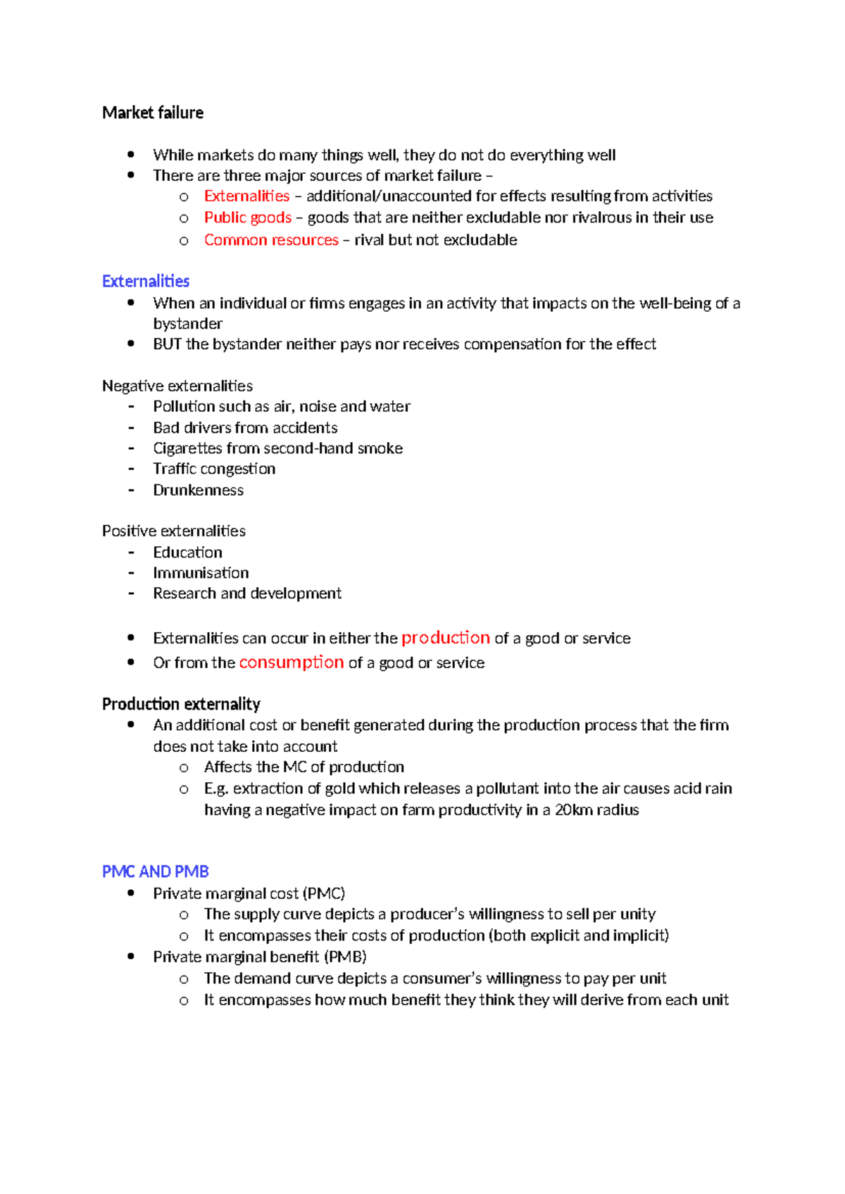 ECO 101 - Week 8 Lecture Notes on Market Failures and Externalities ...