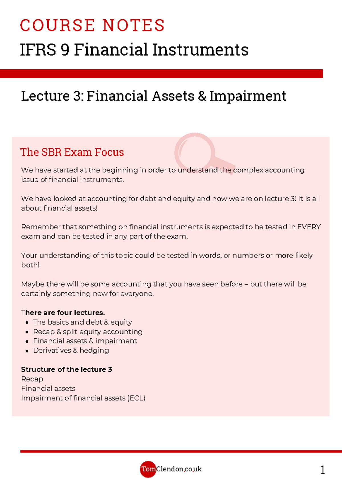 IFRS 9 Lecture 3: Financial Assets Impairment Notes - Studocu