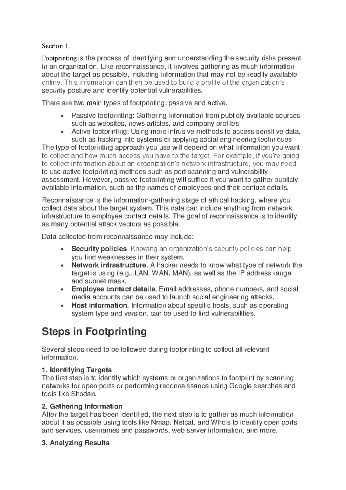 CS101: Footprinting and Vulnerability Scanning Techniques - Studocu
