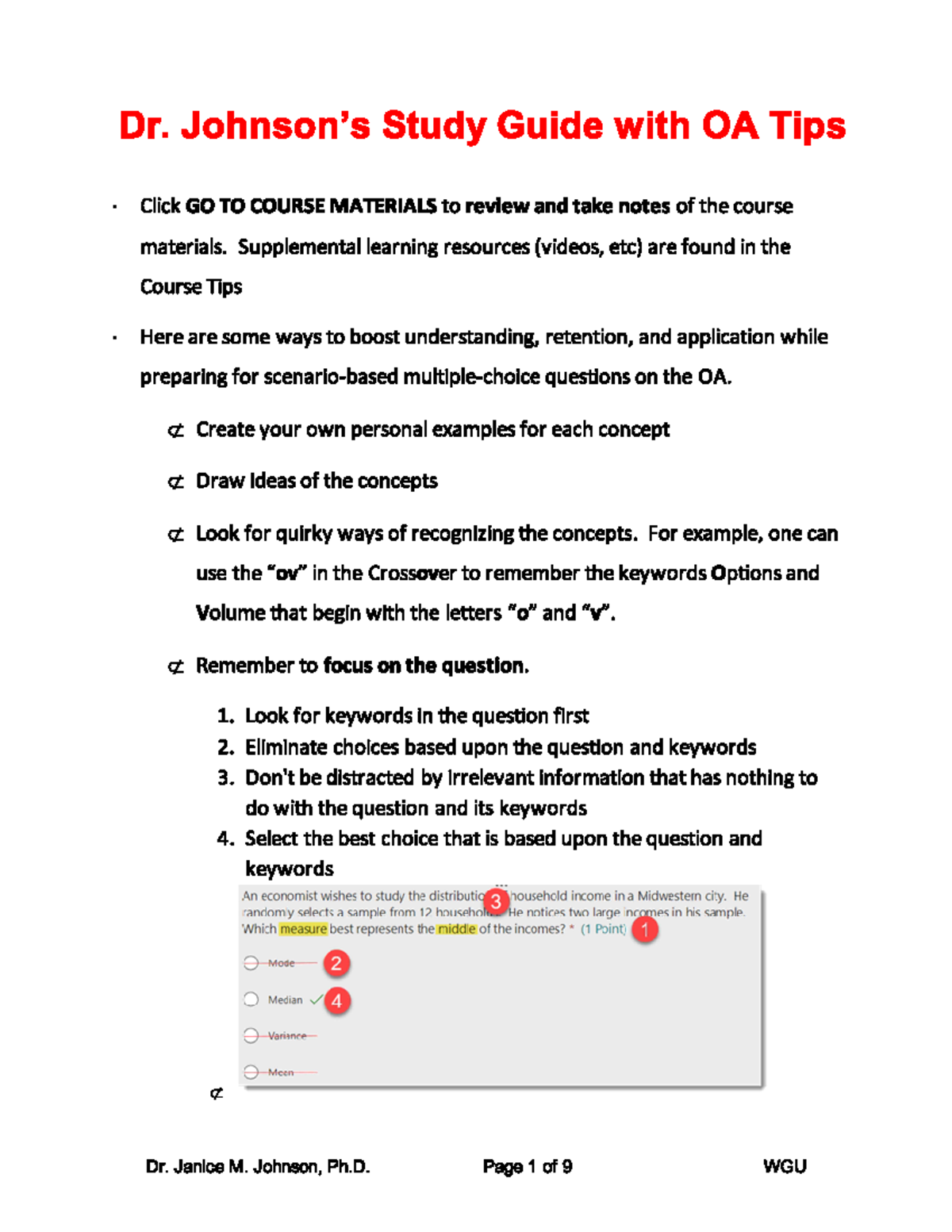 Dr. Johnson’s Study Guide with OA Tips - Dr. Study Guide with OA Tips ...