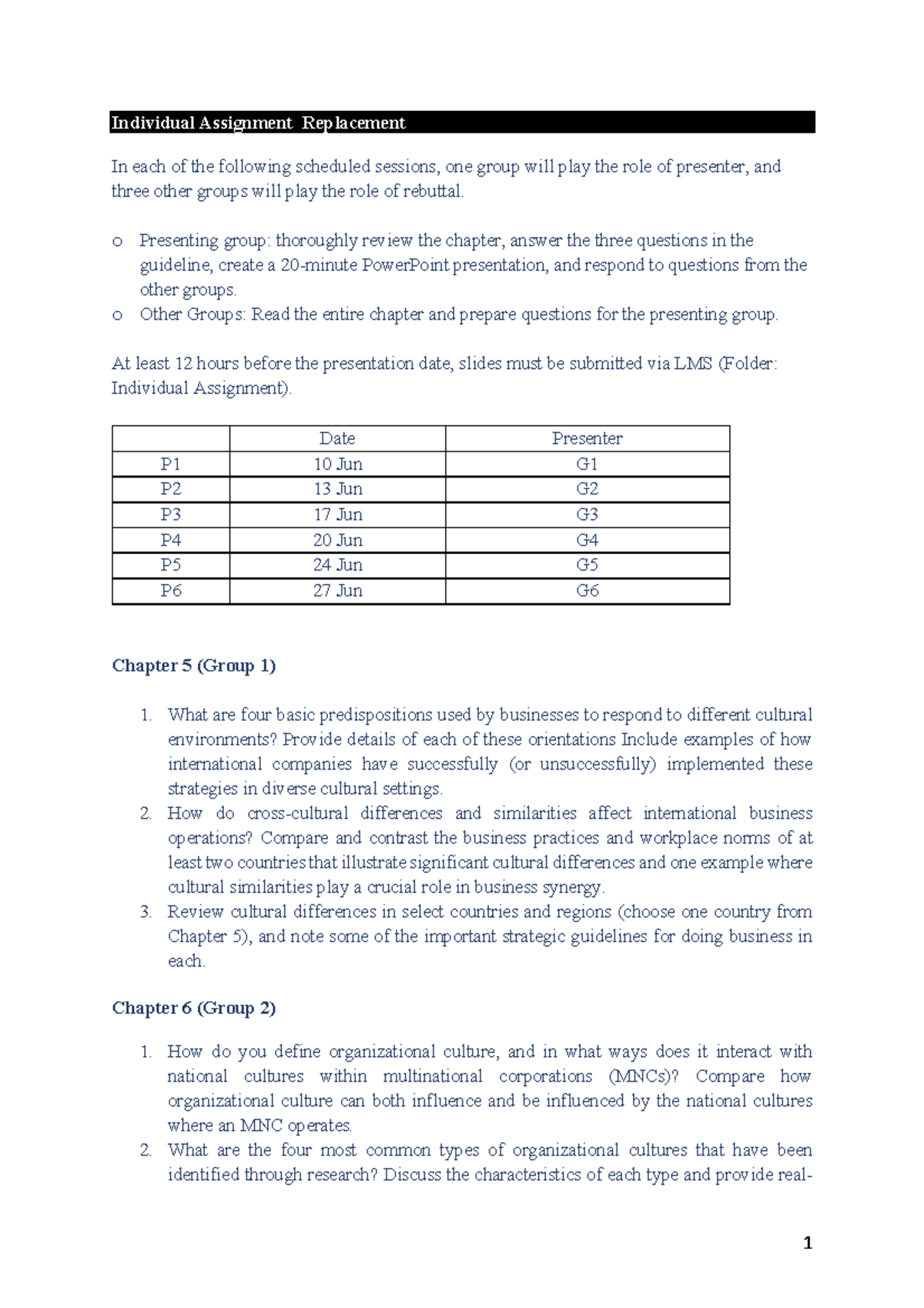 Individual Assignment Guideline - 1 Individual Assignment Replacement ...
