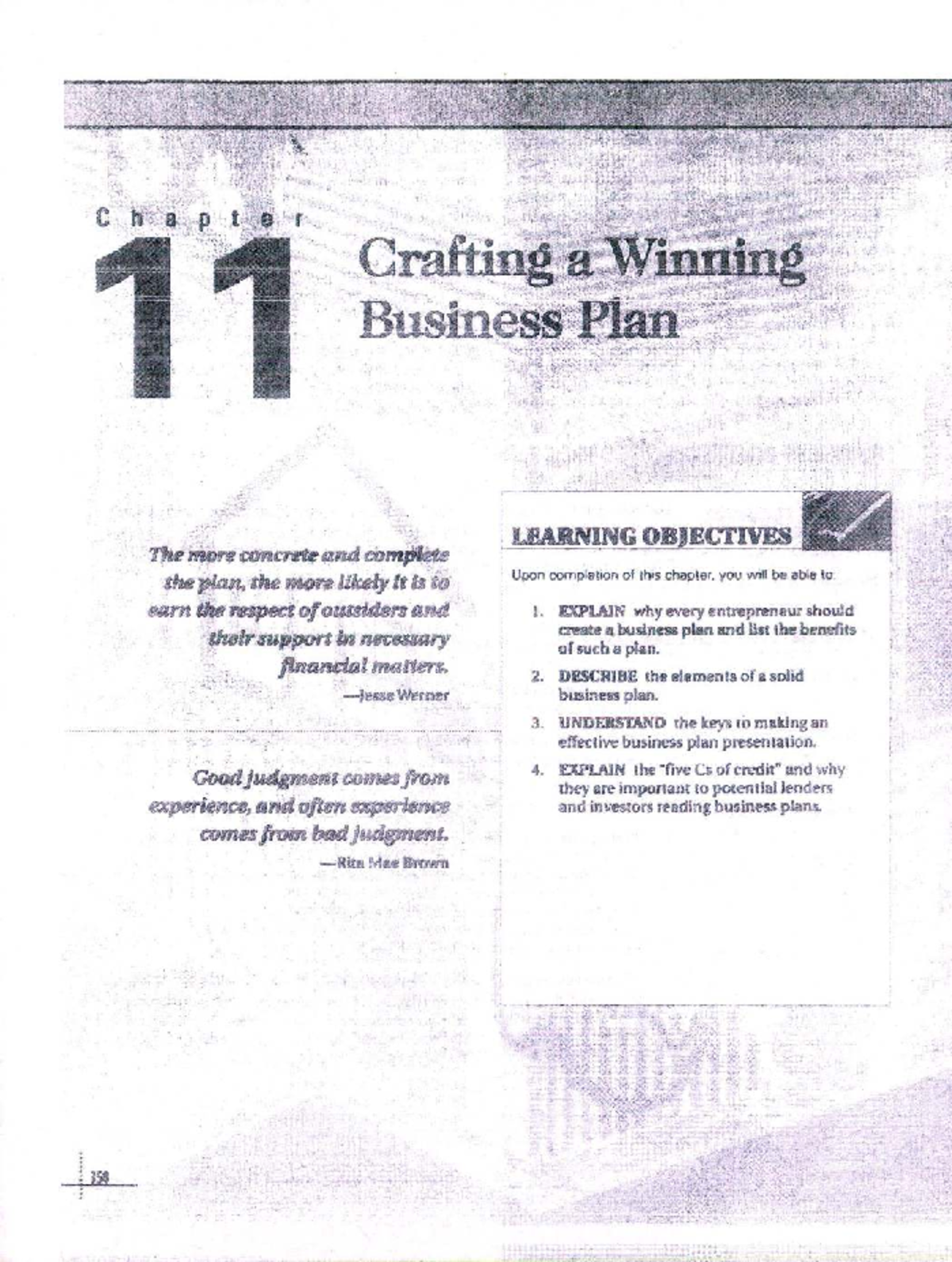 Chapter 11: Crafting a Winning Business Plan (ENT 101) - Studocu