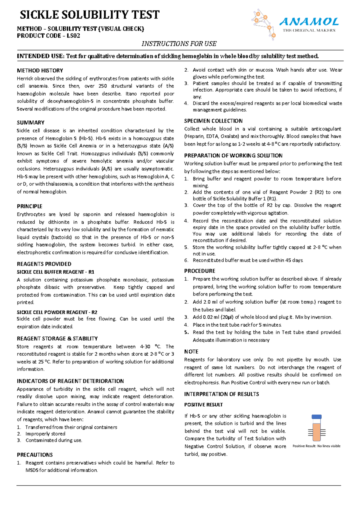 ALPL IFU LS02 Sickle Solubility Test Method & Interpretation Guide ...