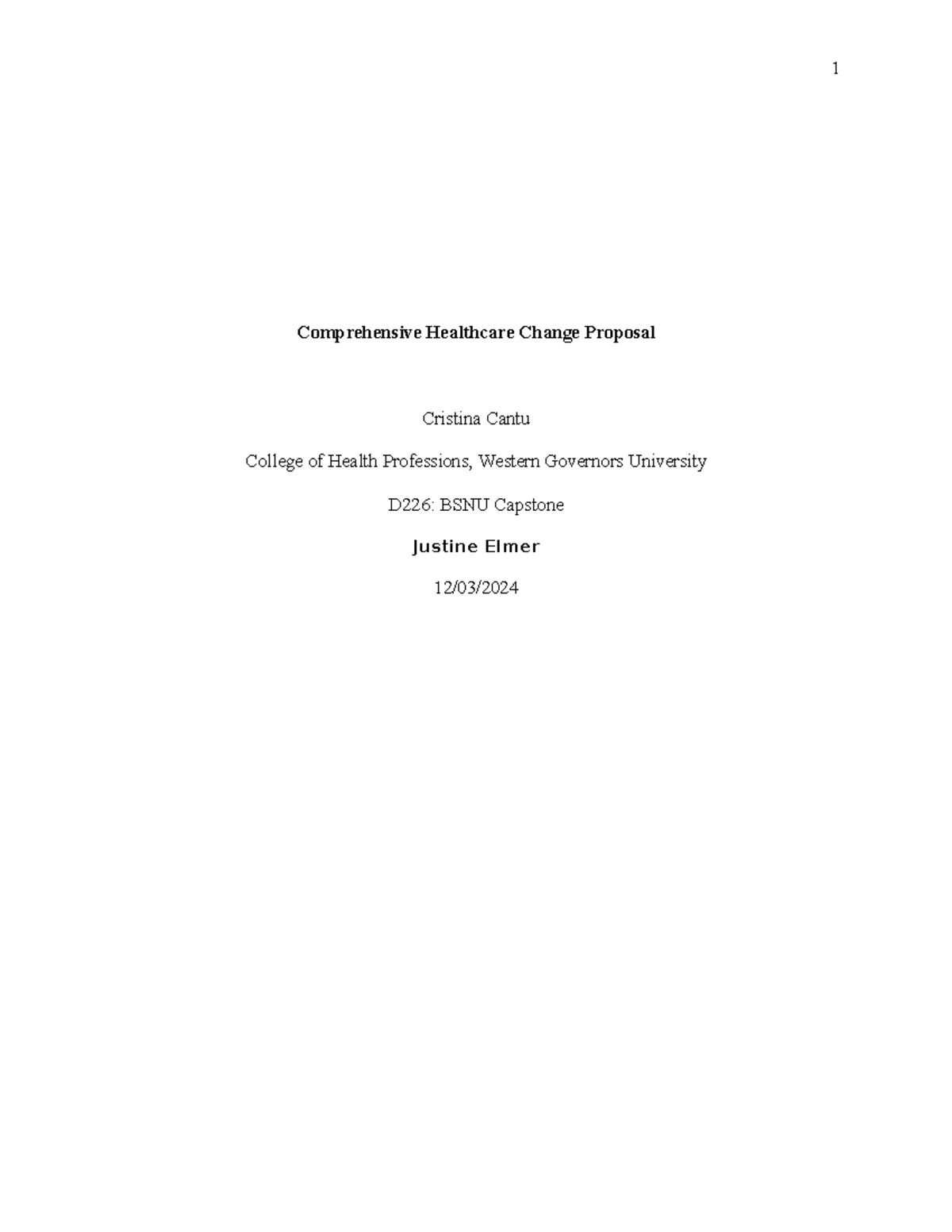 D226: Comprehensive Healthcare Change Proposal Template (2024) - Studocu