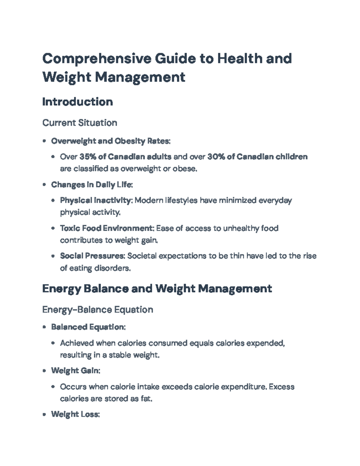 Comprehensive Guide to Health & Weight Management: Strategies and ...