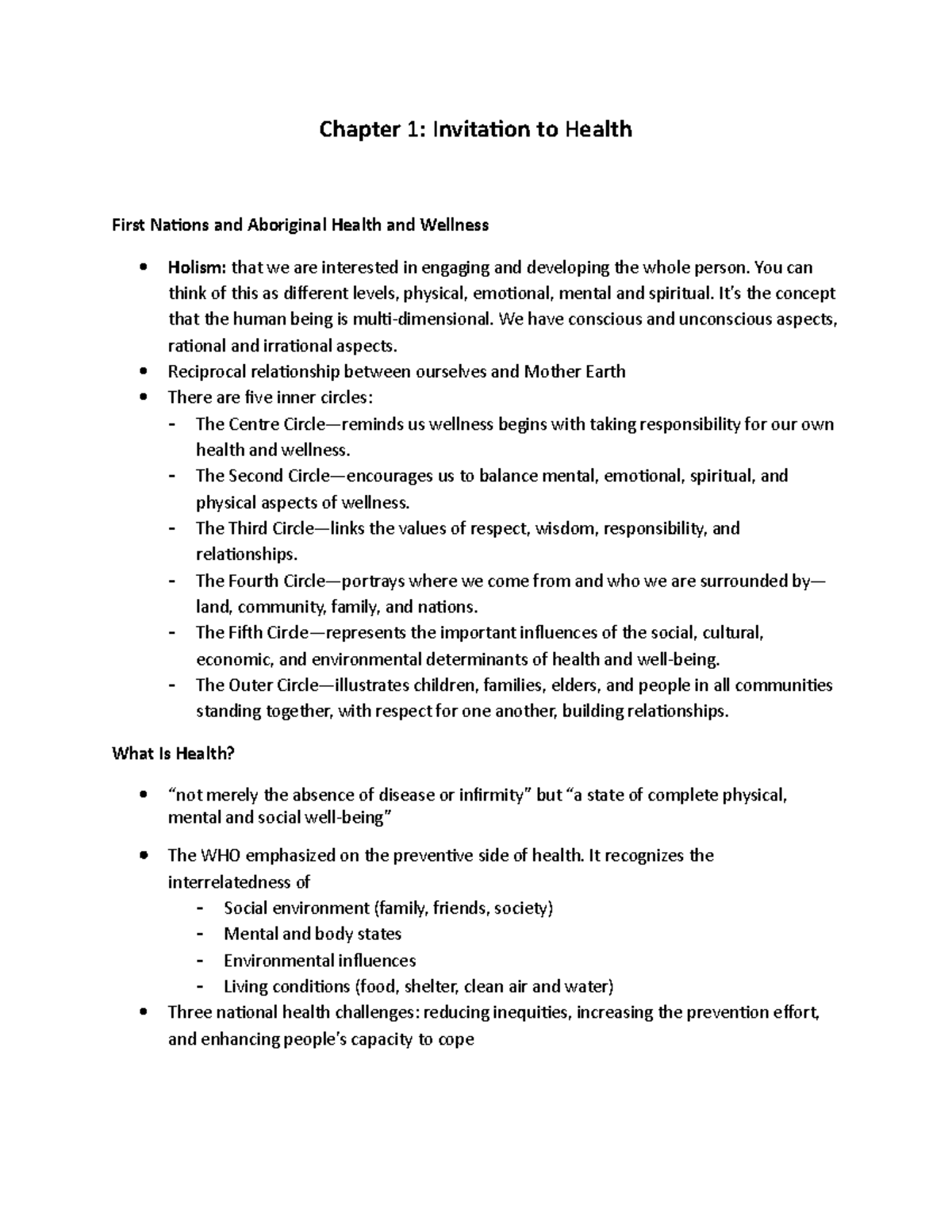 CHAPTER 1 - Summary of Invitation to Health and Wellness Concepts - Studocu