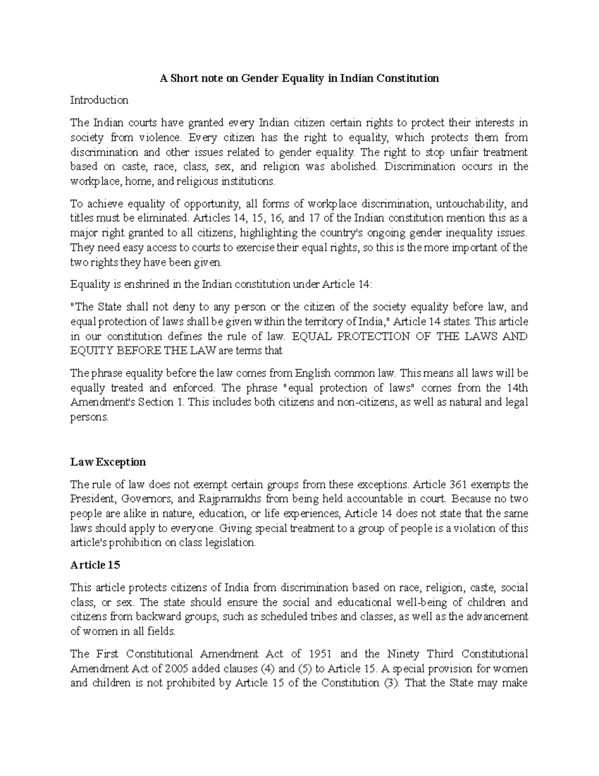 Gender Equality in Indian Constitution: Key Articles & Implications ...