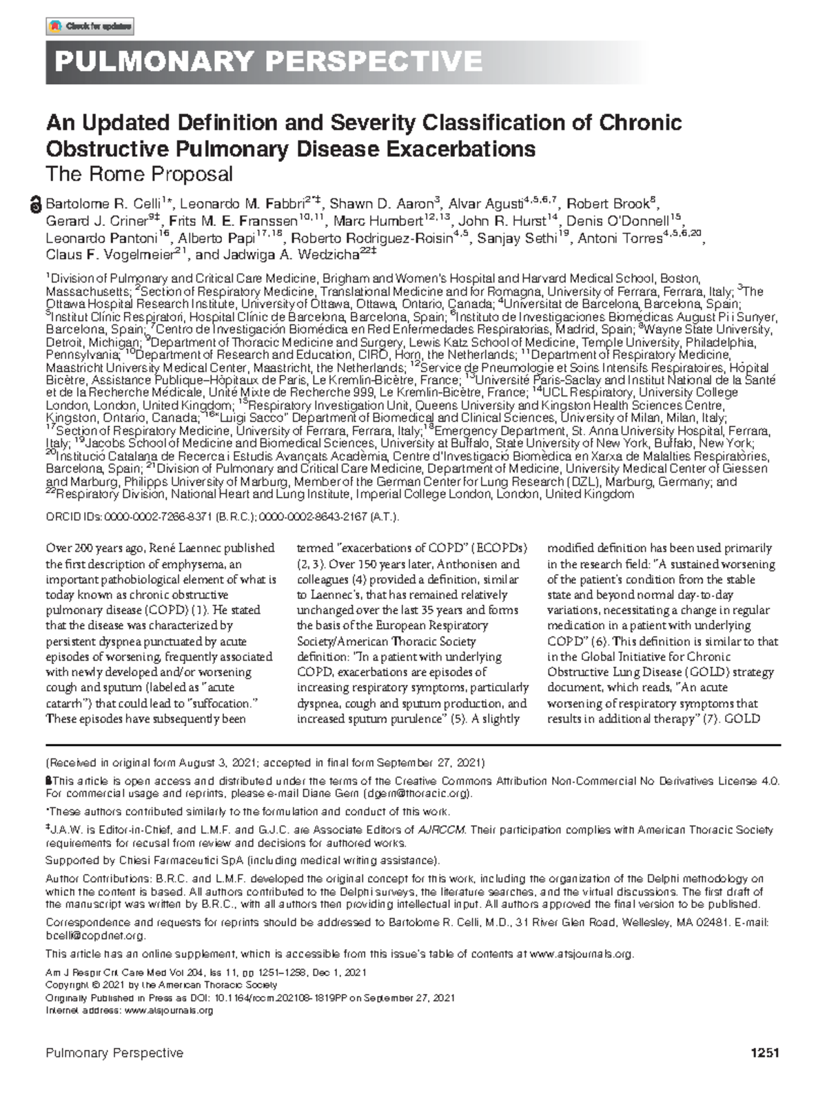 An Updated Definition and Severity Classification of Chronic ...