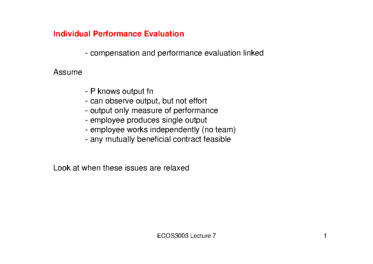 ECOS3003 Lecture 7: Performance Evaluation and Compensation Strategies ...