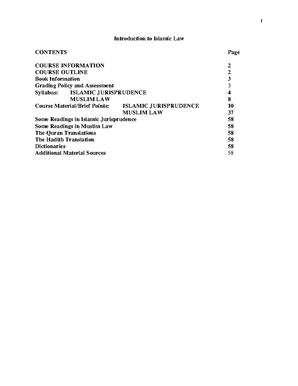Islamic law - summary of notes - Introduction to Islamic Law COURSE ...