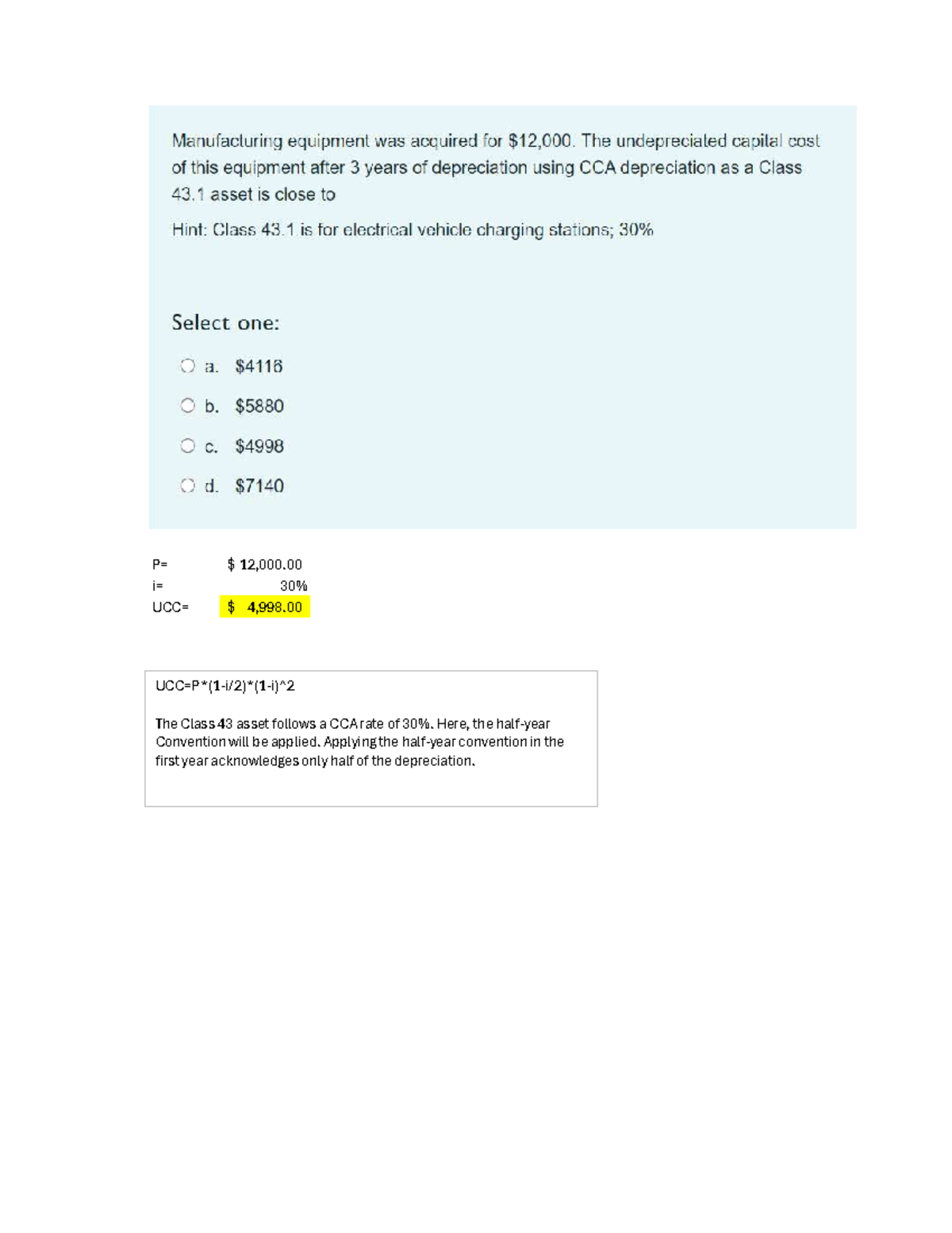 Assignment 5 - CCA Rates and Depreciation Analysis - Studocu