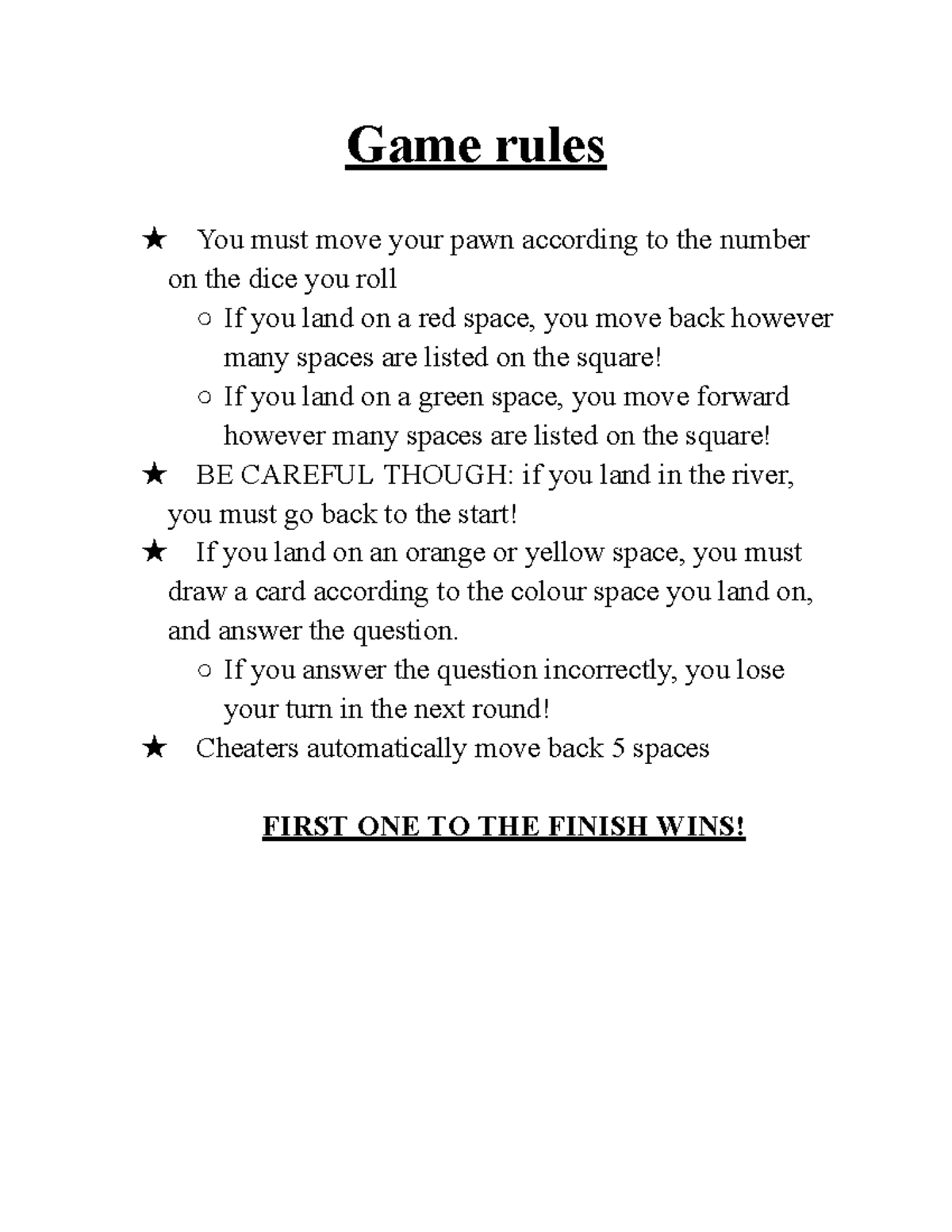 Game Rules for Board Game: Move, Draw, and Win! - Studocu