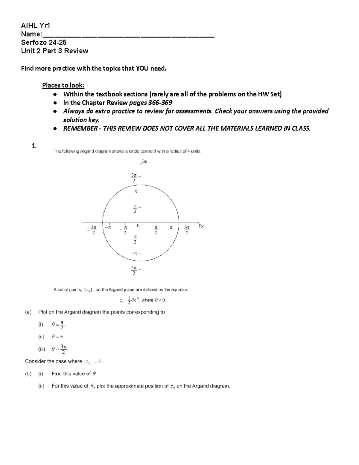 IB AI HL Sinusoidal Test Practice - AIHL Yr Name