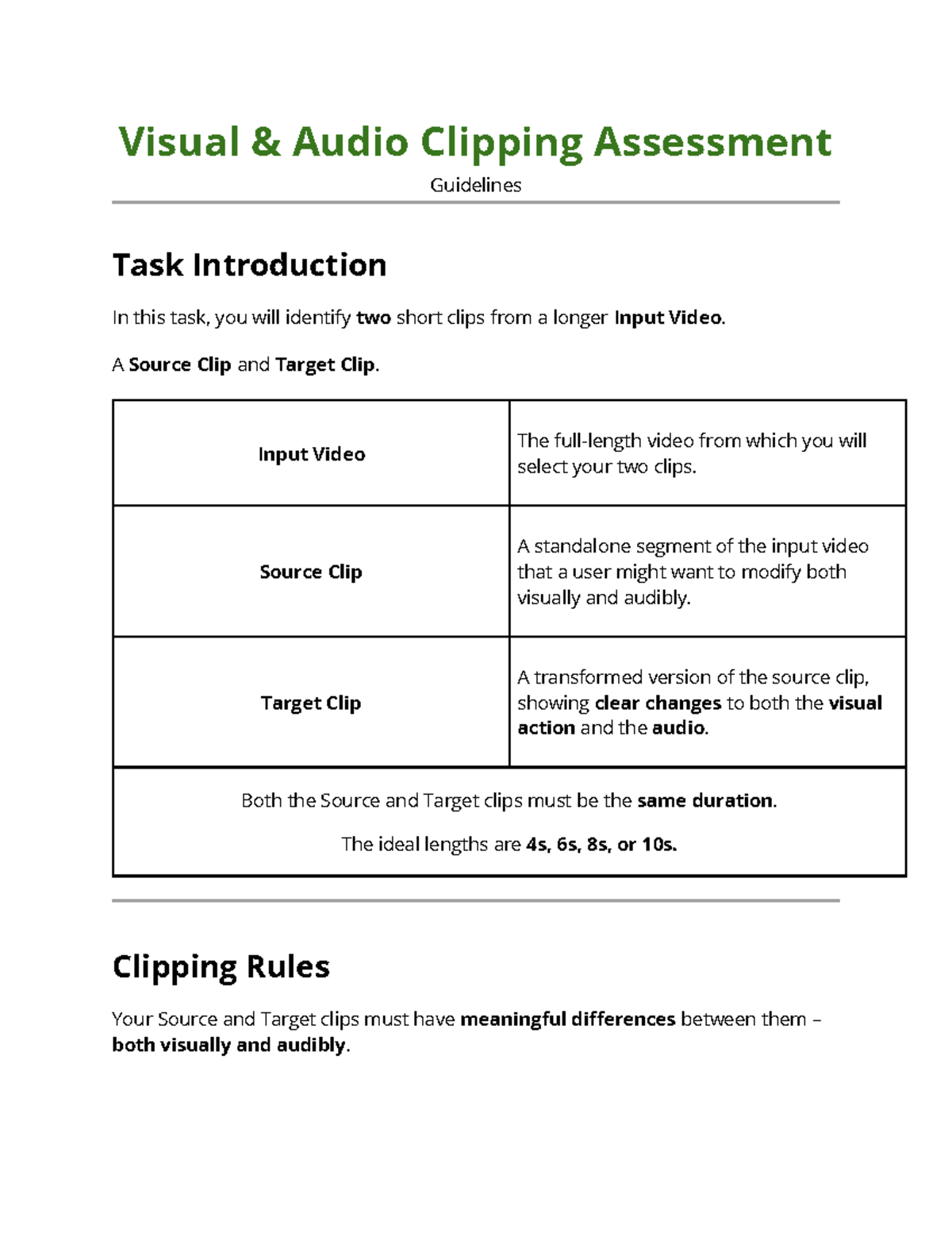 Visual & Audio Clipping Assessment Guidelines (Task Instructions) - Studocu