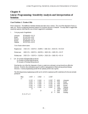 Chapter 9 Case Solutions - Chapter 9 Linear Programming Applications in ...