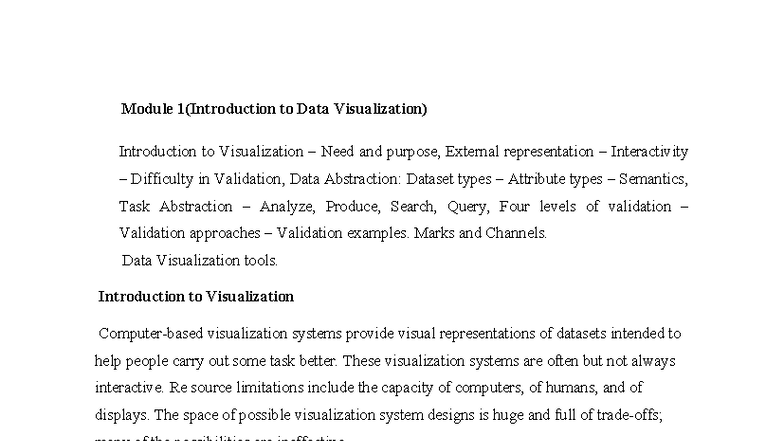 Module 1: Introduction to Data Visualization and Its Importance - Studocu