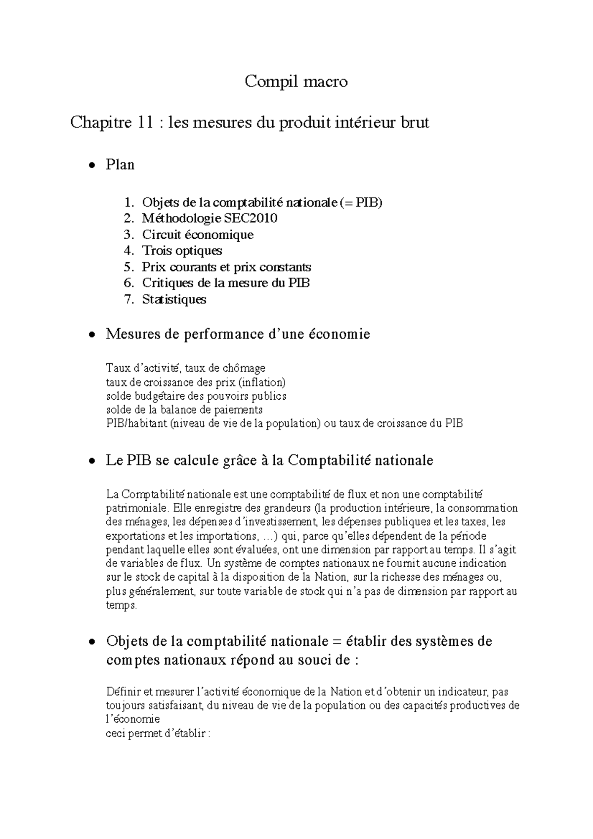 Cours de Macroéconomie : Chapitre 11 - Mesures du PIB et Comptabilité ...