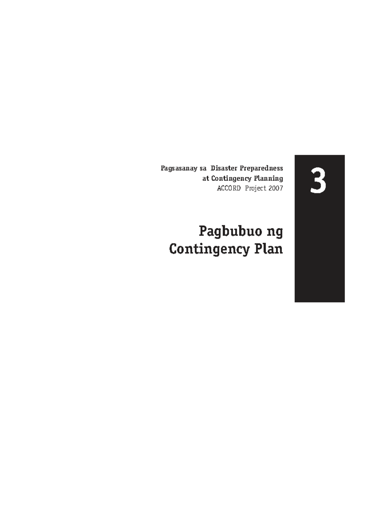 Pagsasanay sa Disaster Preparedness at Contingency Planning: Module 3 ...