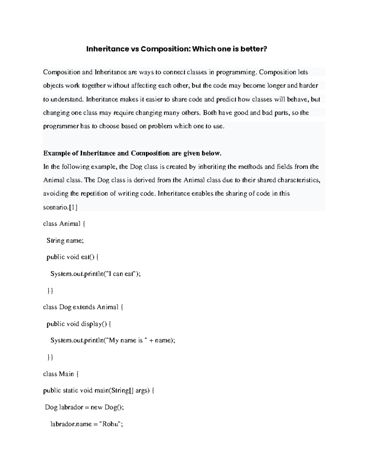 MAD_Assignment_01: Inheritance vs Composition in Programming - Studocu